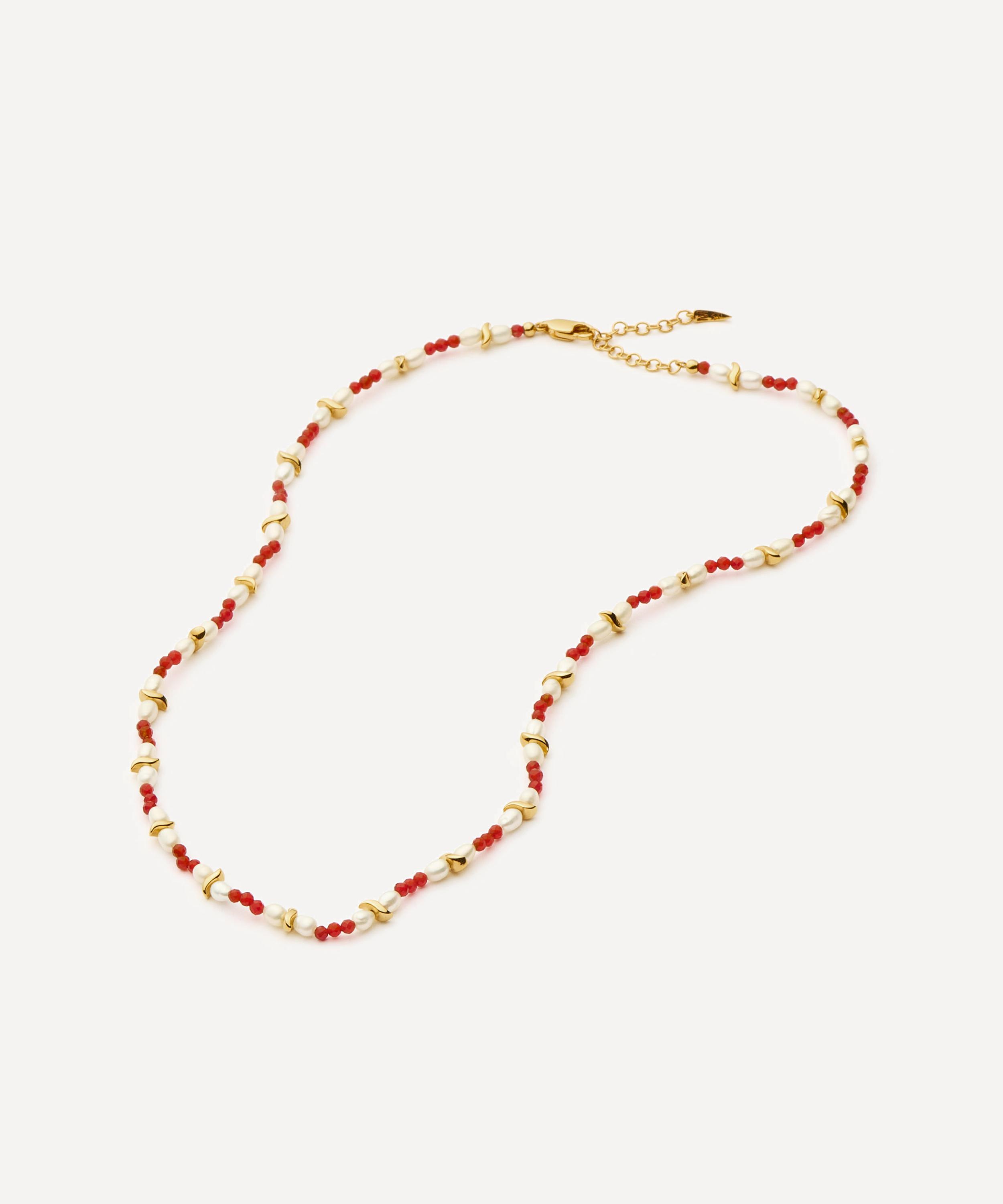 Missoma - X Savi 18ct Gold-Plated Seed Pearl Beaded Necklace image number 2