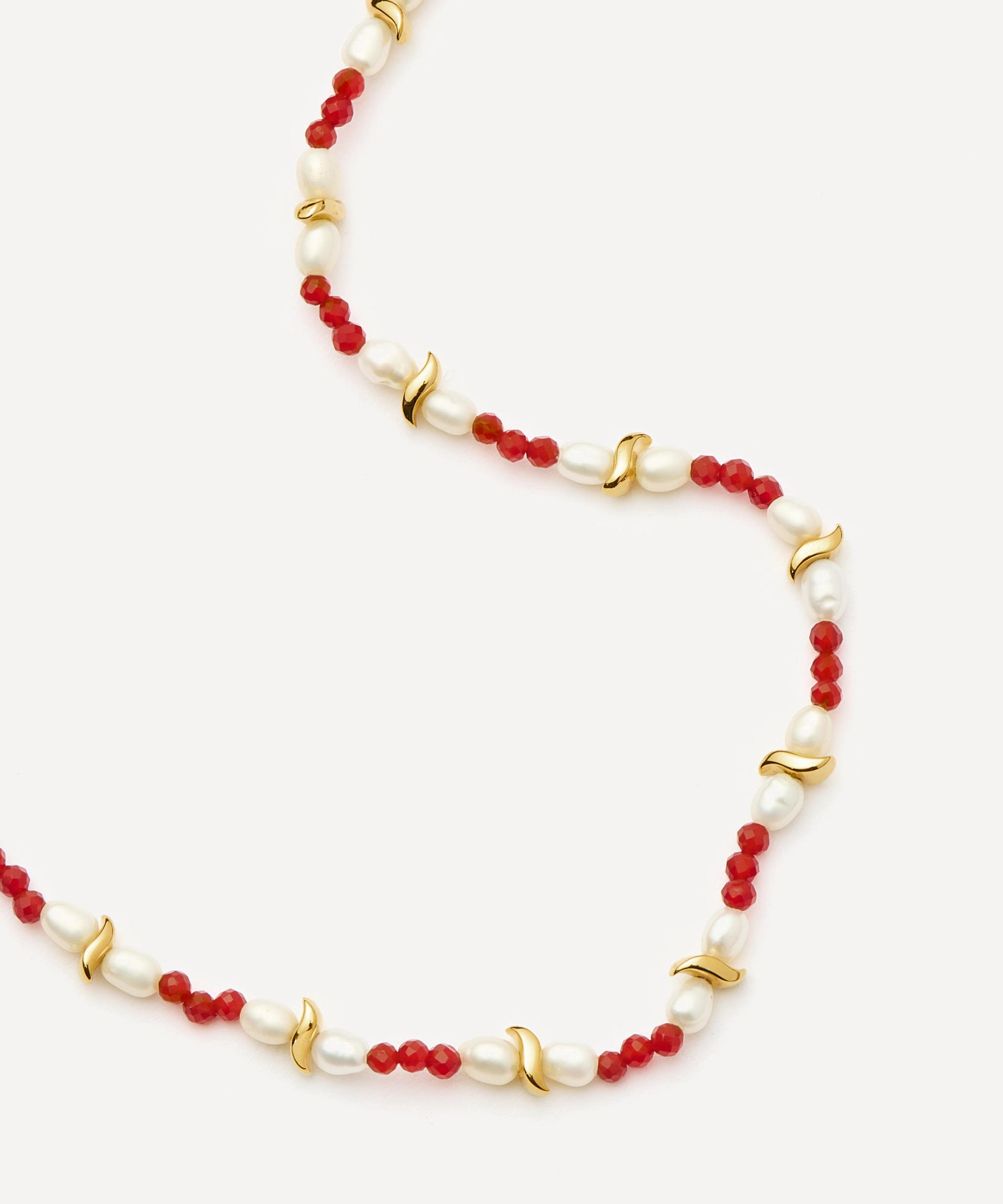 Missoma - X Savi 18ct Gold-Plated Seed Pearl Beaded Necklace image number 3