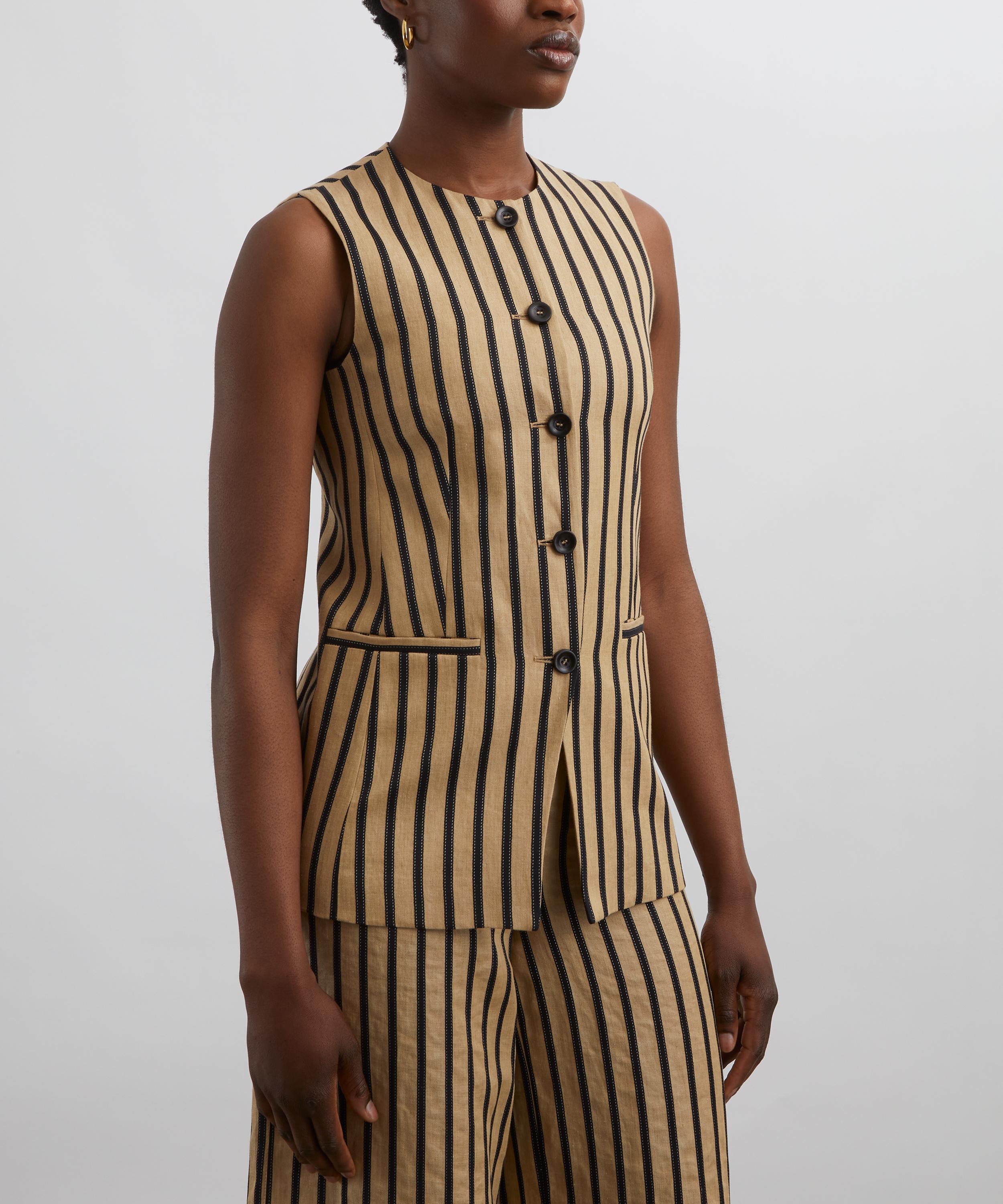 Max Mara - Rodeo Striped Linen-Cotton Waistcoat image number 2