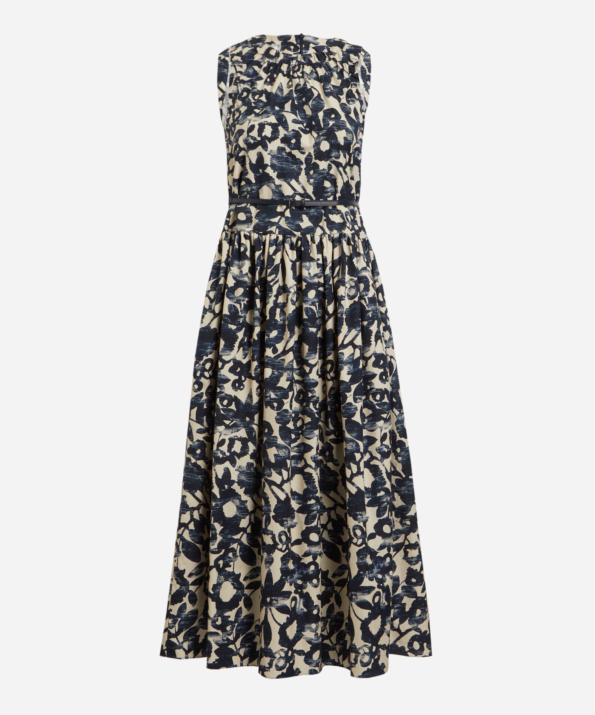 S Max Mara - Marlena Ecru and Navy Floral Dress image number 0