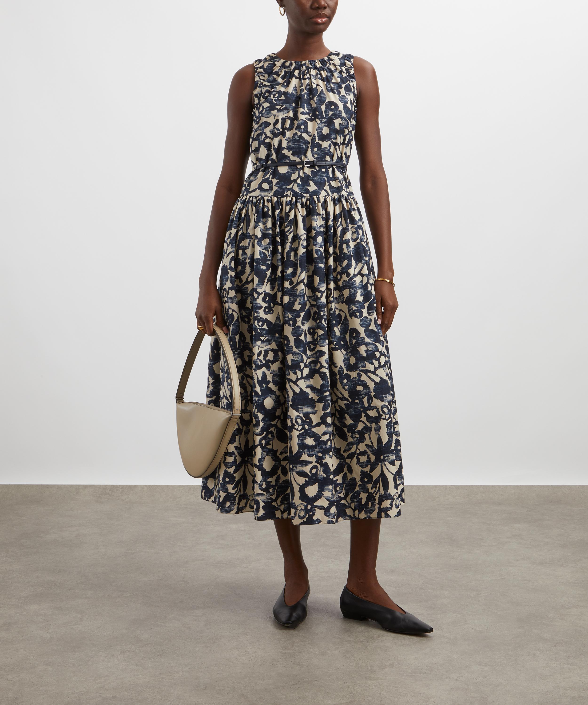 S Max Mara - Marlena Ecru and Navy Floral Dress image number 1