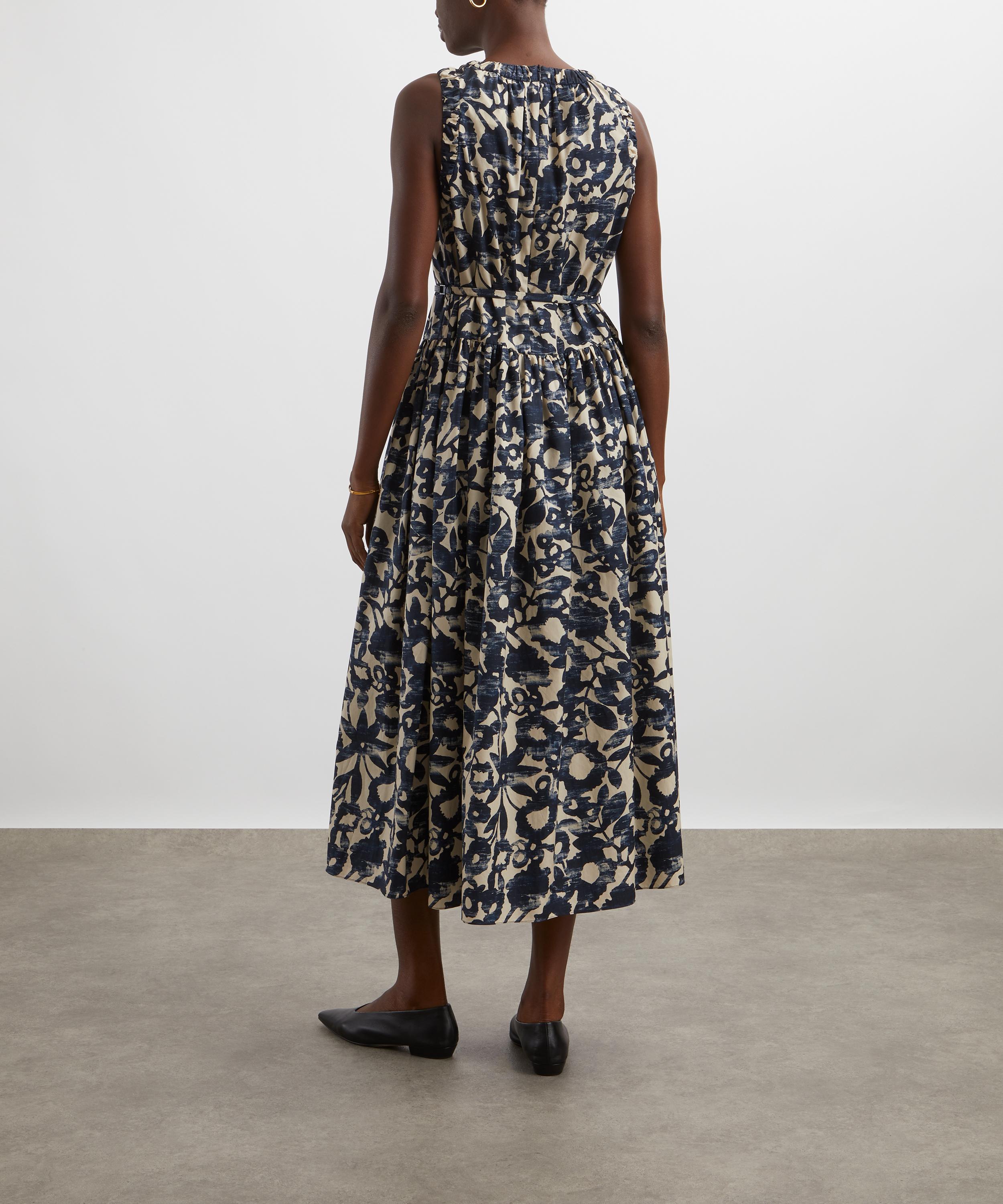 S Max Mara - Marlena Ecru and Navy Floral Dress image number 3