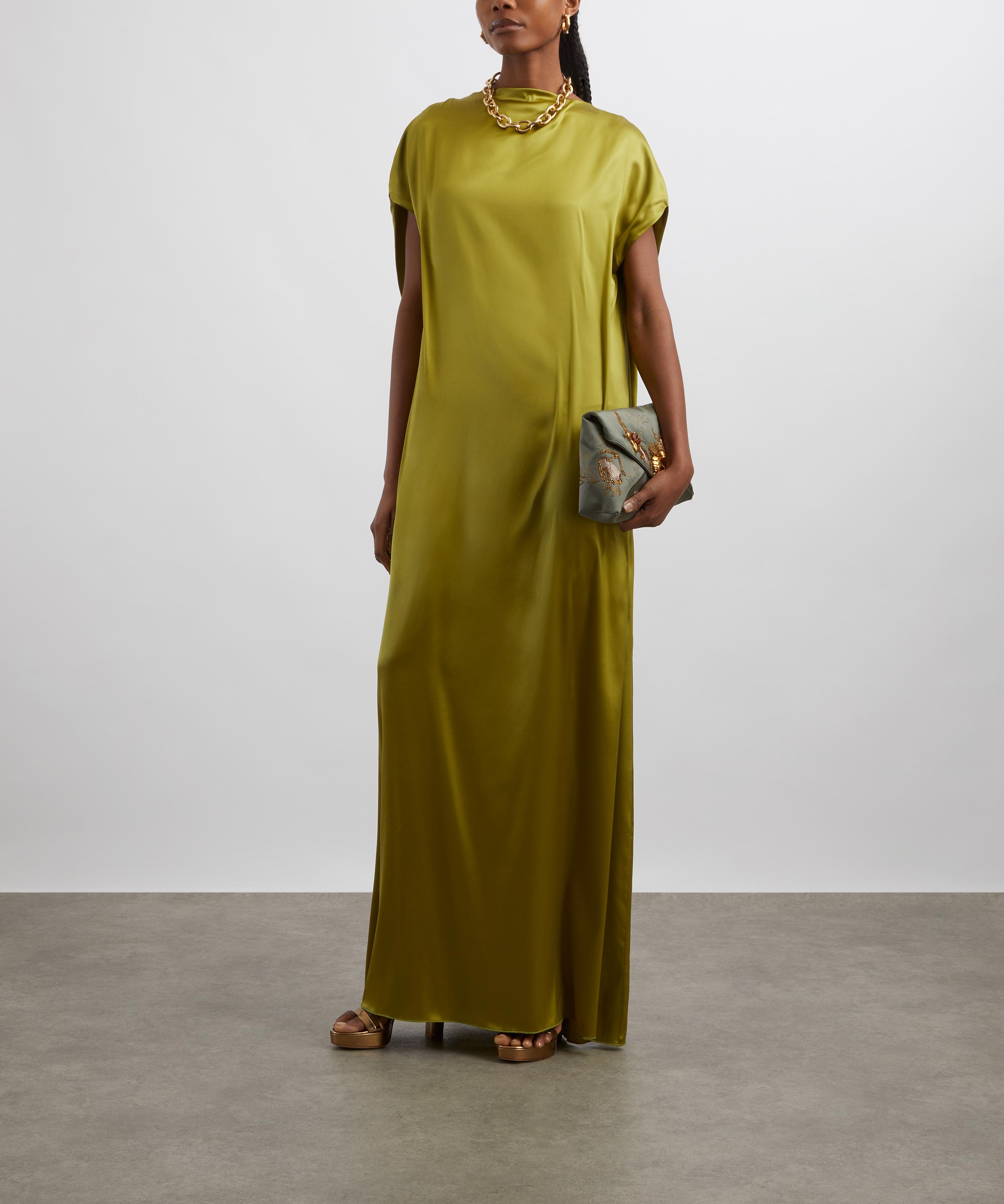 Dries Van Noten - Olive Silk Maxi Dress image number 1