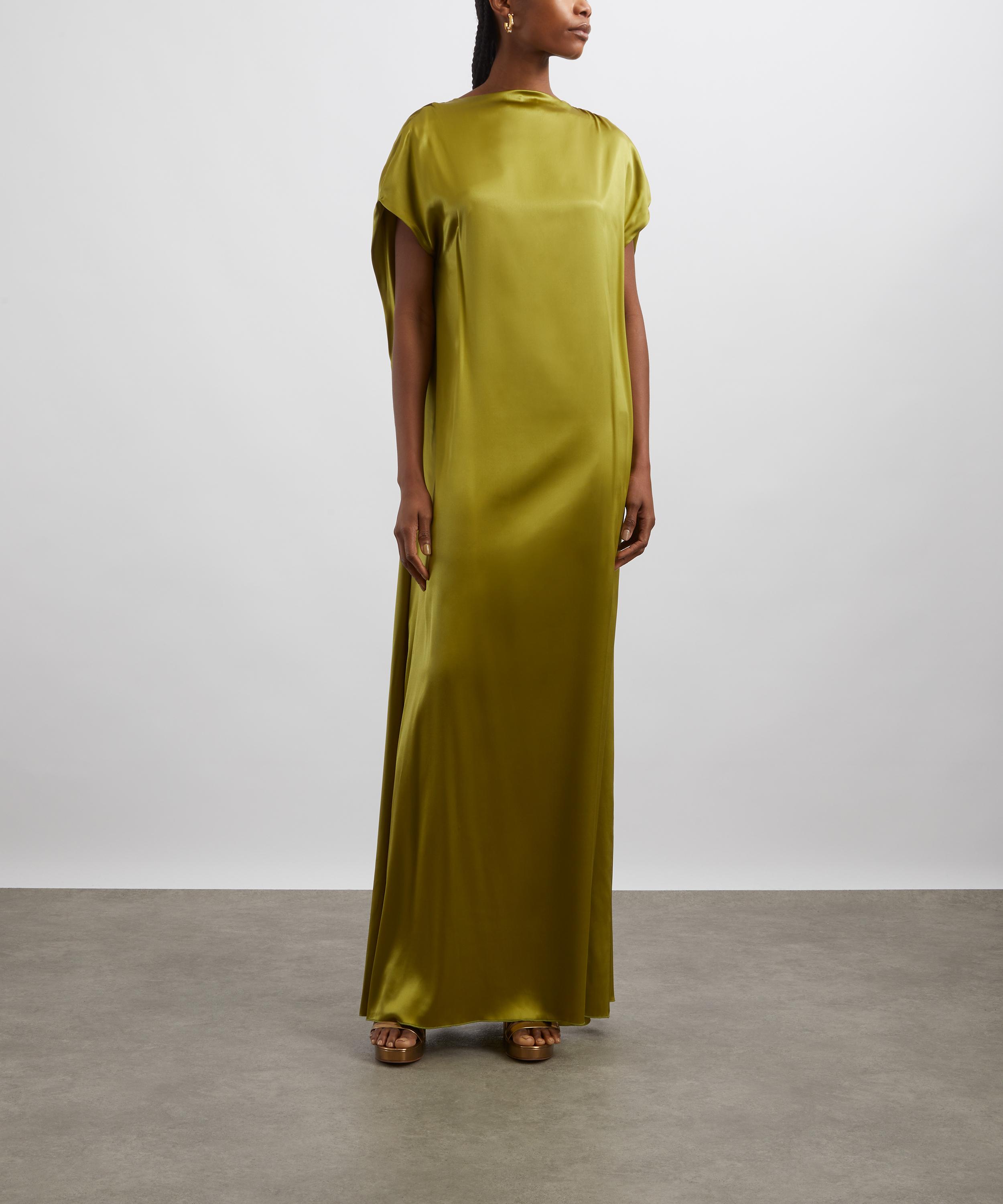 Dries Van Noten - Olive Silk Maxi Dress image number 2