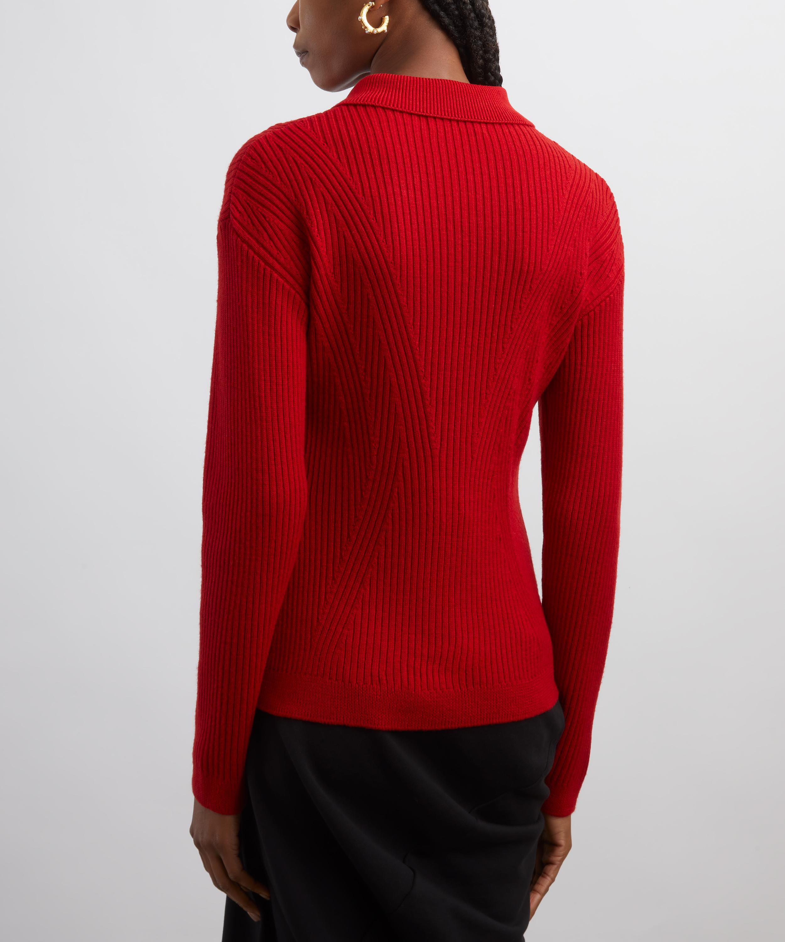 Dries Van Noten - Red Rib-Knit Wool-Blend Cardigan image number 3