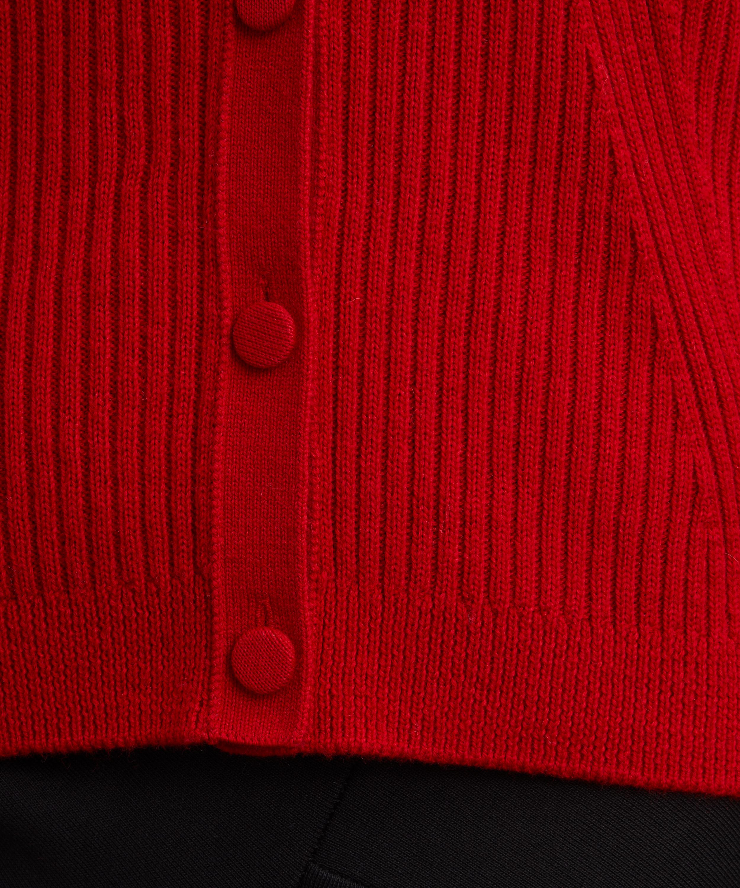 Dries Van Noten - Red Rib-Knit Wool-Blend Cardigan image number 4