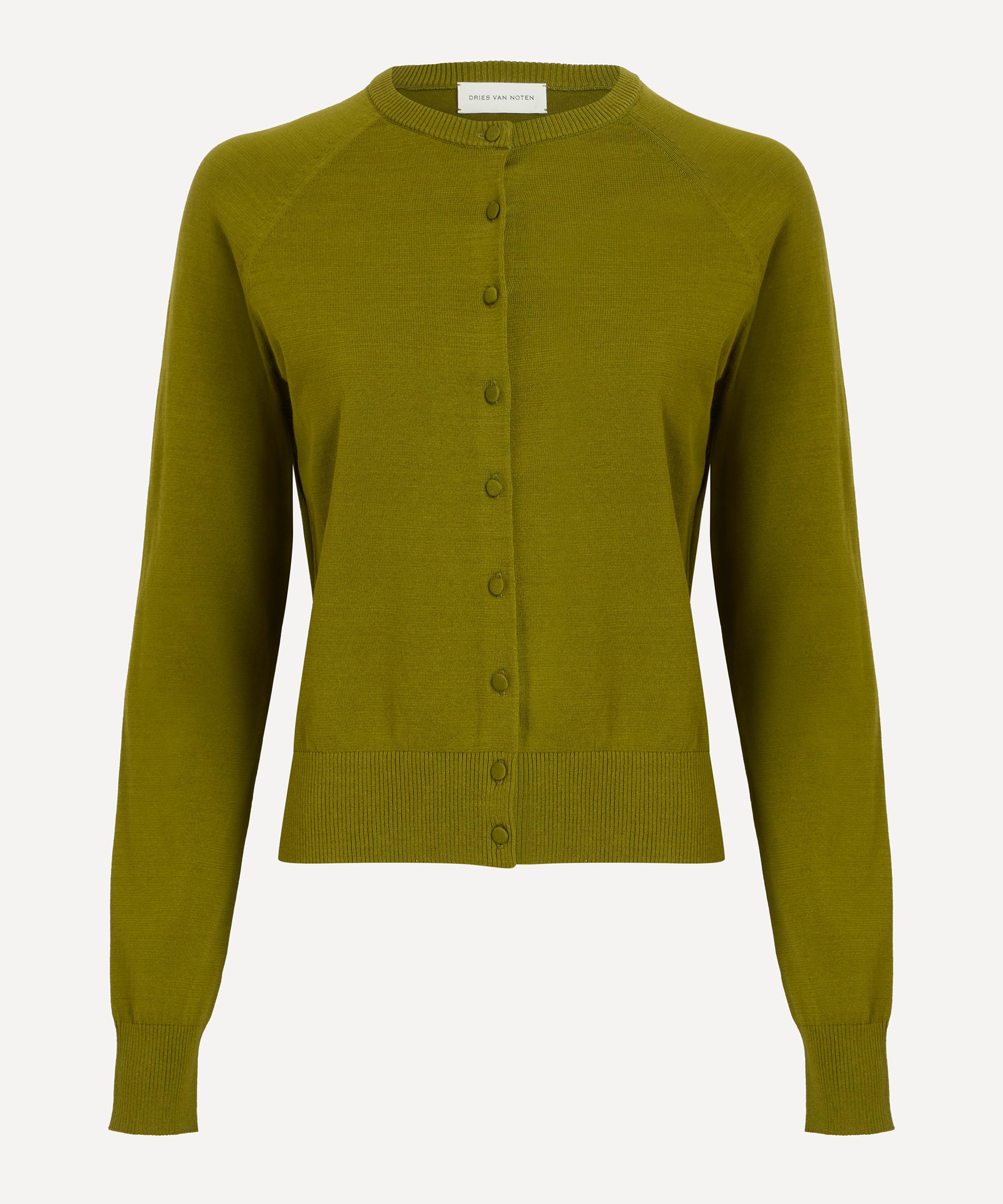 Dries Van Noten - Olive Cotton Cardigan image number 0