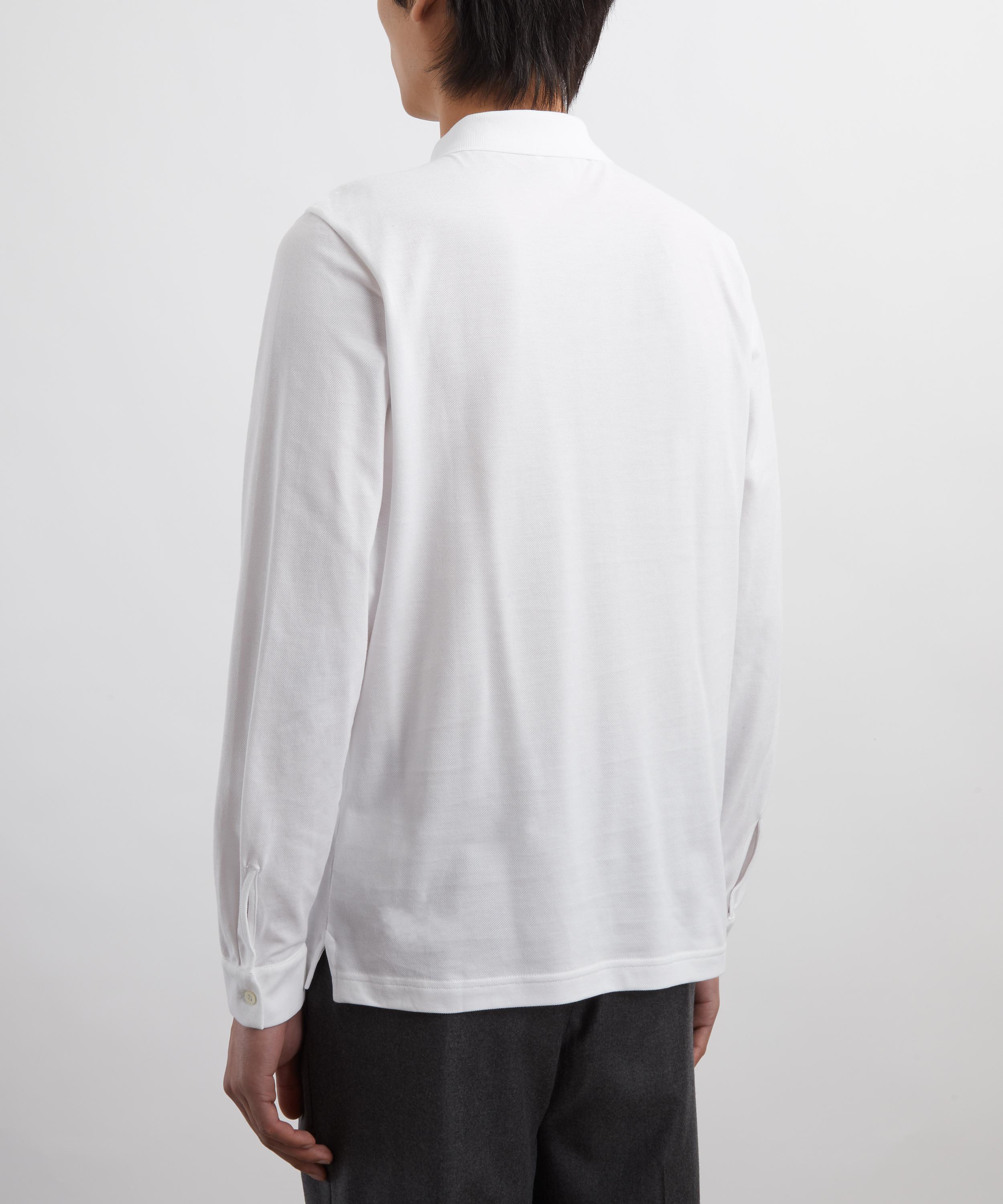 Sunspel - White Long Sleeve Piqué Polo Shirt image number 3