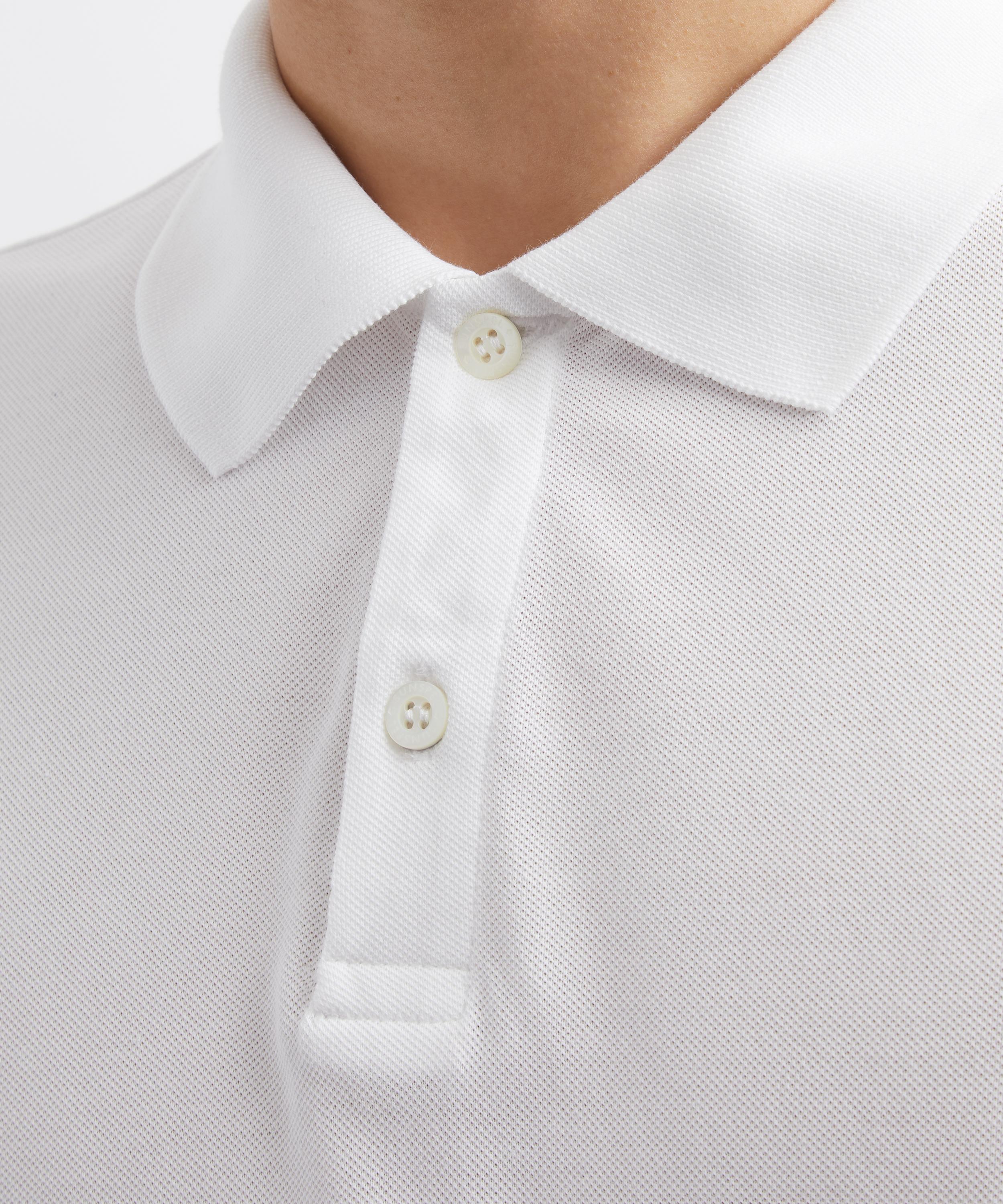 Sunspel - White Long Sleeve Piqué Polo Shirt image number 4