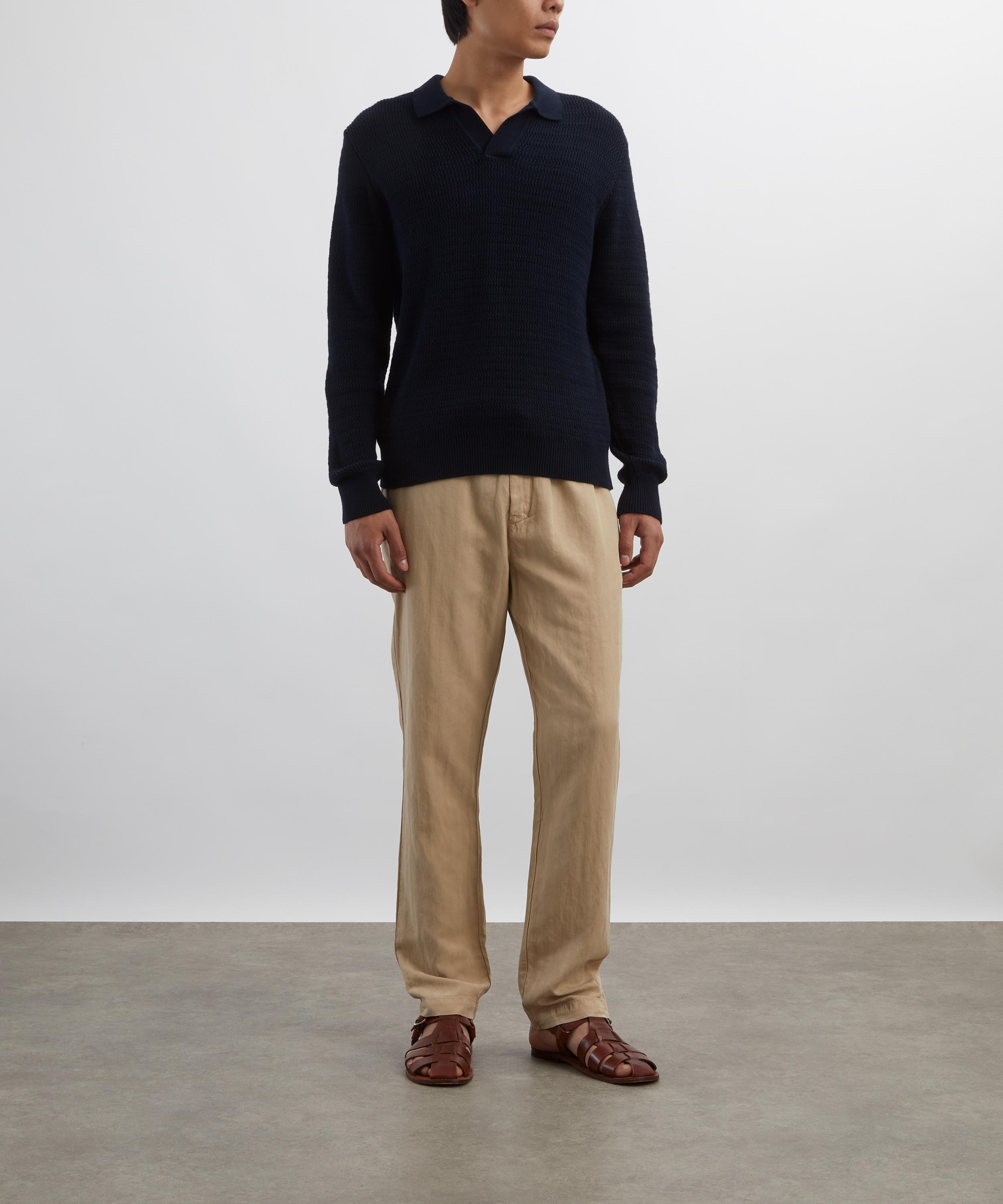 Sunspel - Long-Sleeve Textured Polo Shirt image number 1