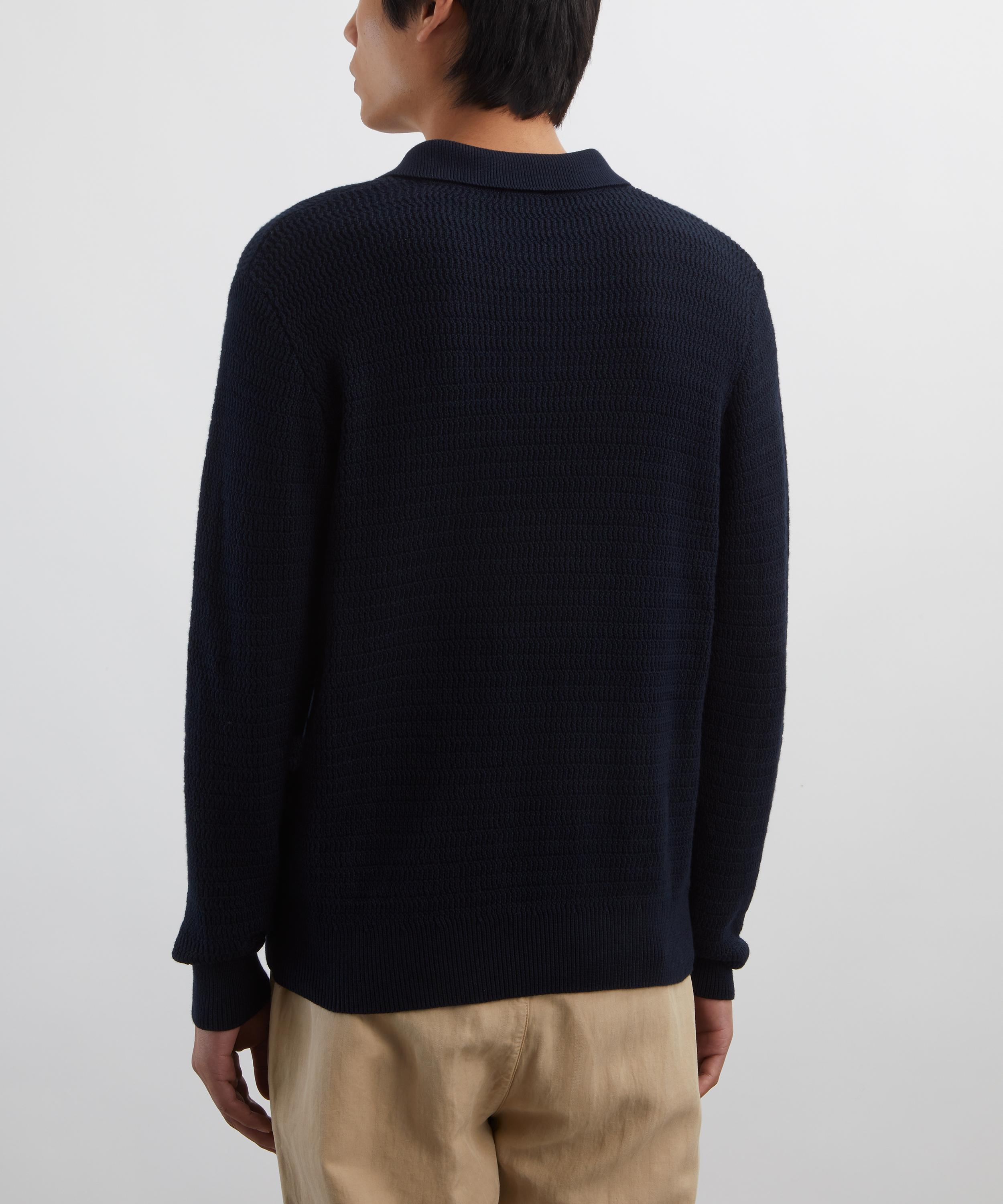 Sunspel - Long-Sleeve Textured Polo Shirt image number 3