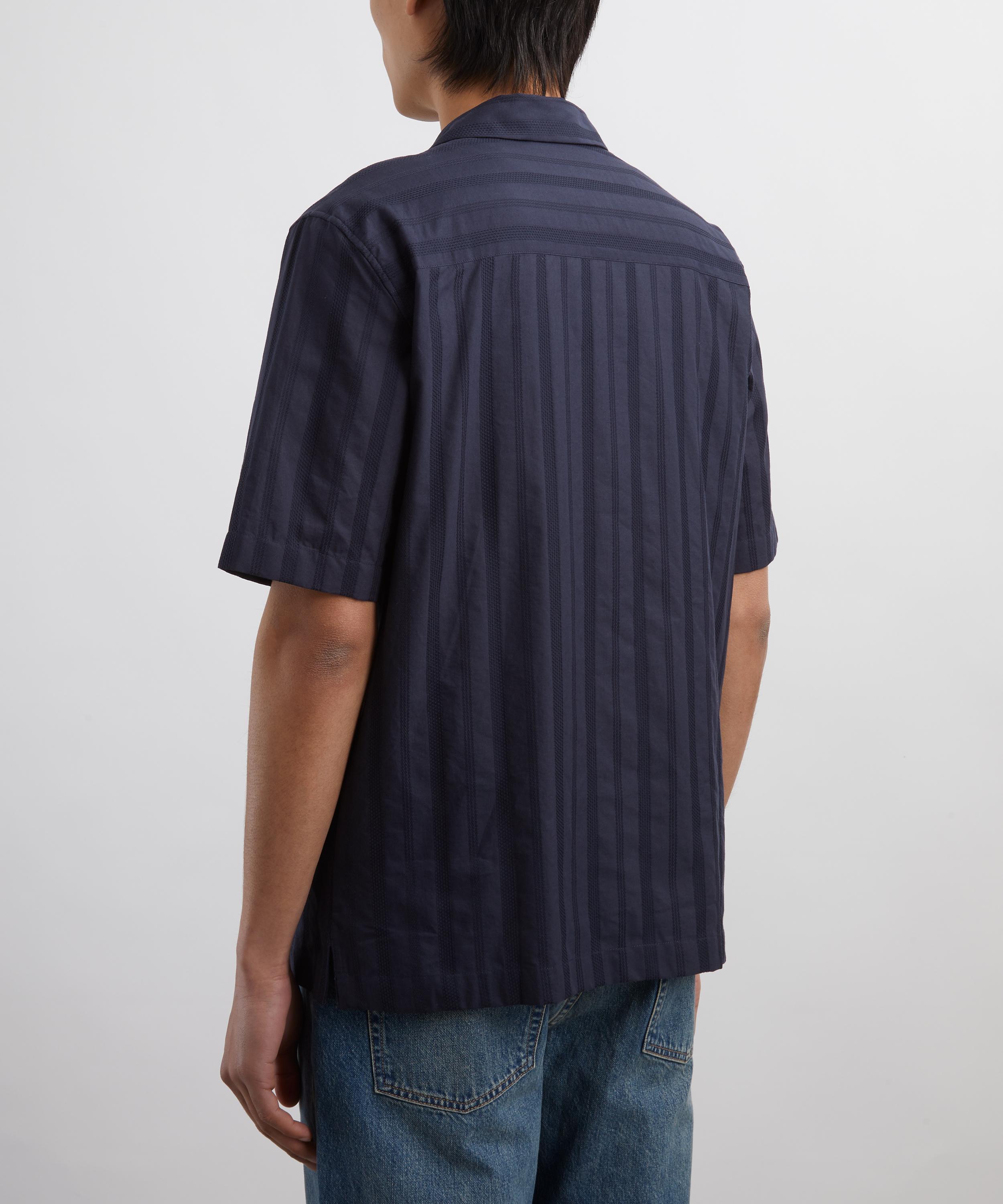 Sunspel - Navy Embroidered Stripe Shirt image number 3