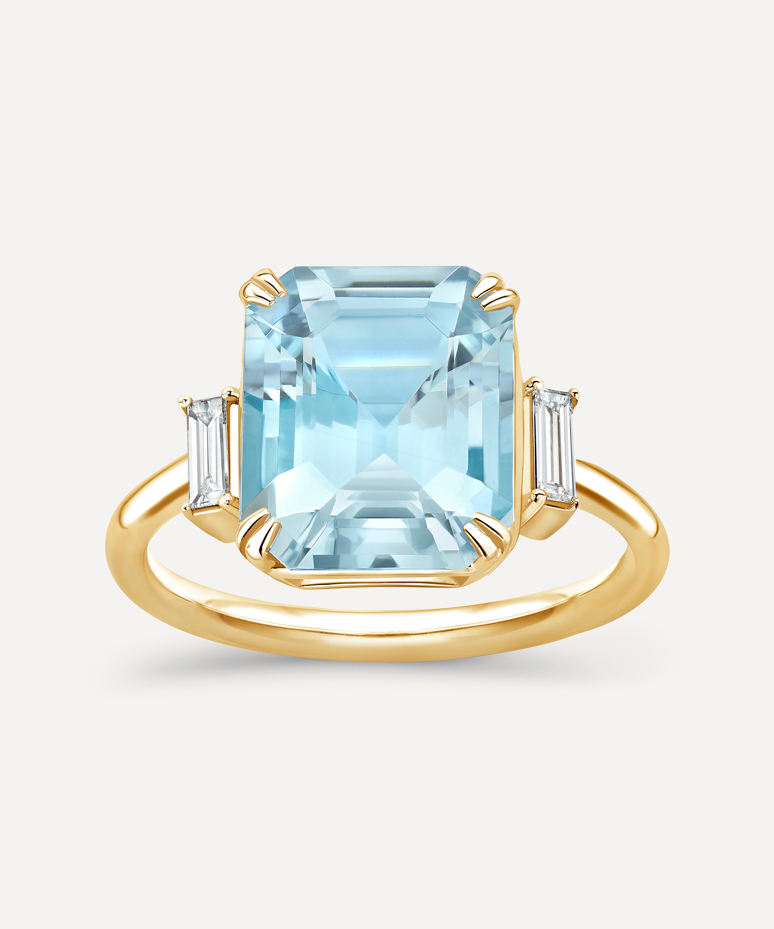 Dinny Hall - 18ct Gold Mae West Aquamarine and Diamond Ring image number 0