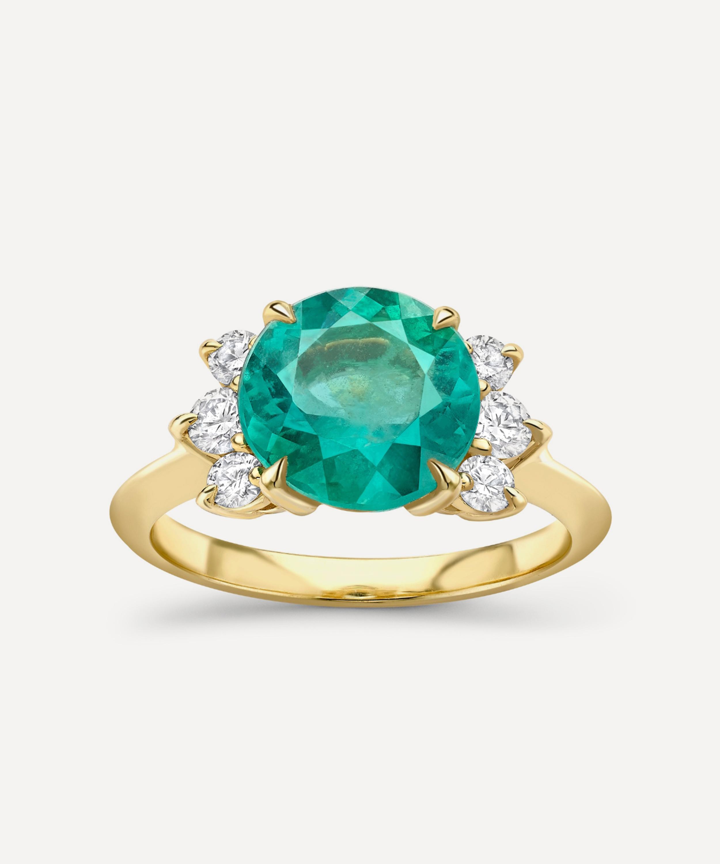 Dinny Hall - 18ct Gold Krista Emerald and Diamond Ring image number 0