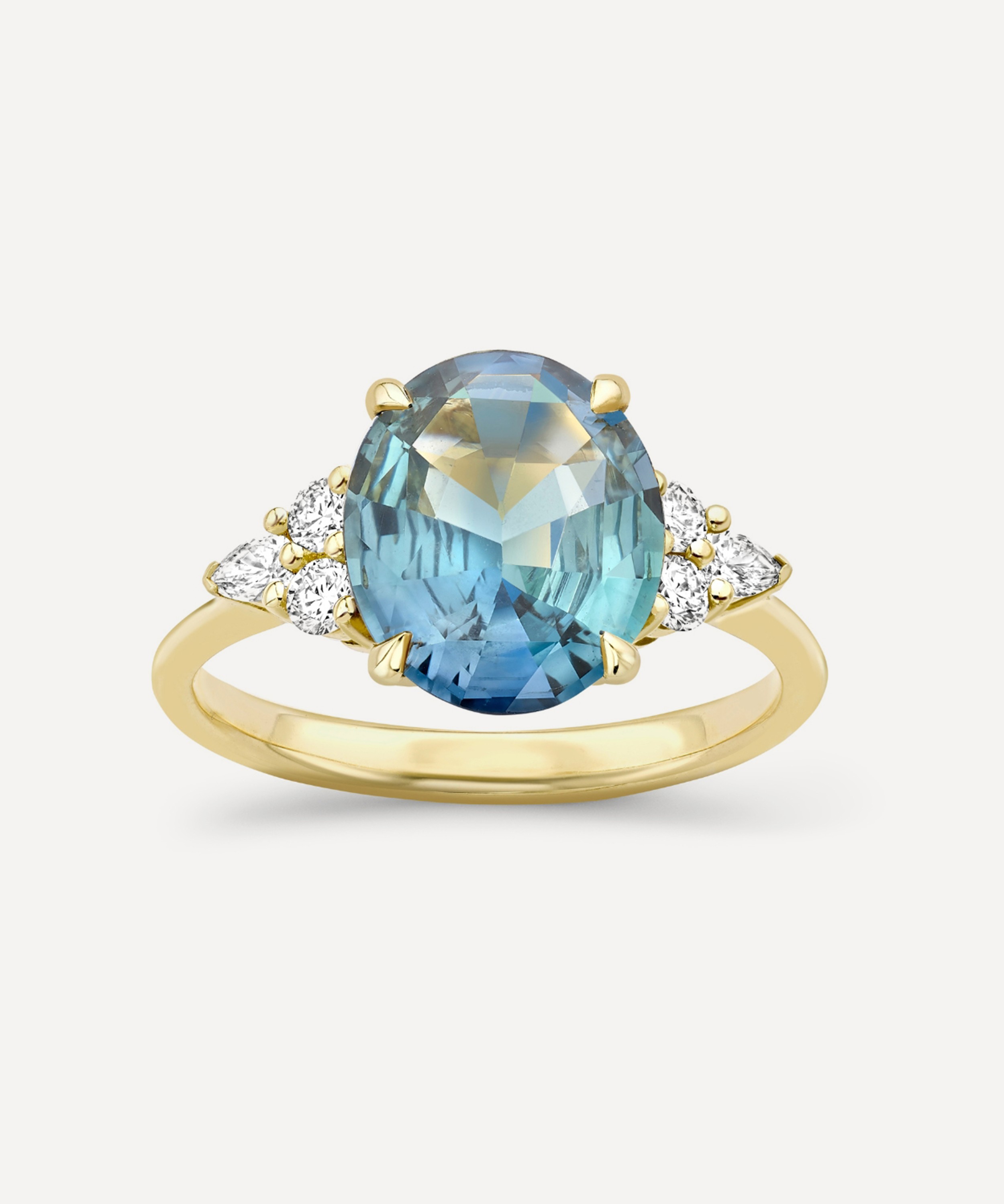 Dinny Hall - 18ct Gold Edie Teal Sapphire and Diamond Ring image number 0