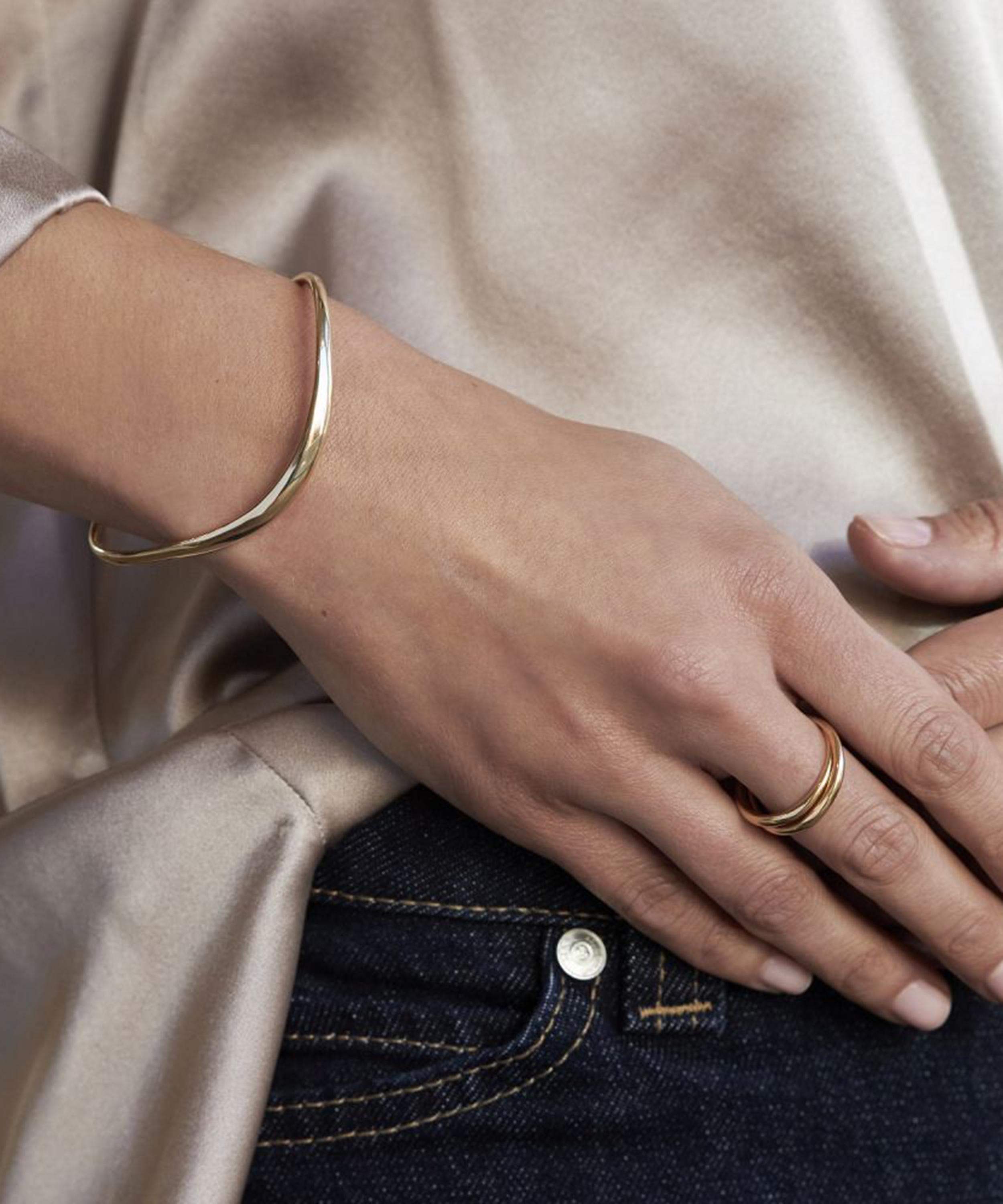 Dinny Hall - 22ct Gold-Plated Vermeil Silver Wave Lab-Created Diamond Cuff Bracelet image number 1