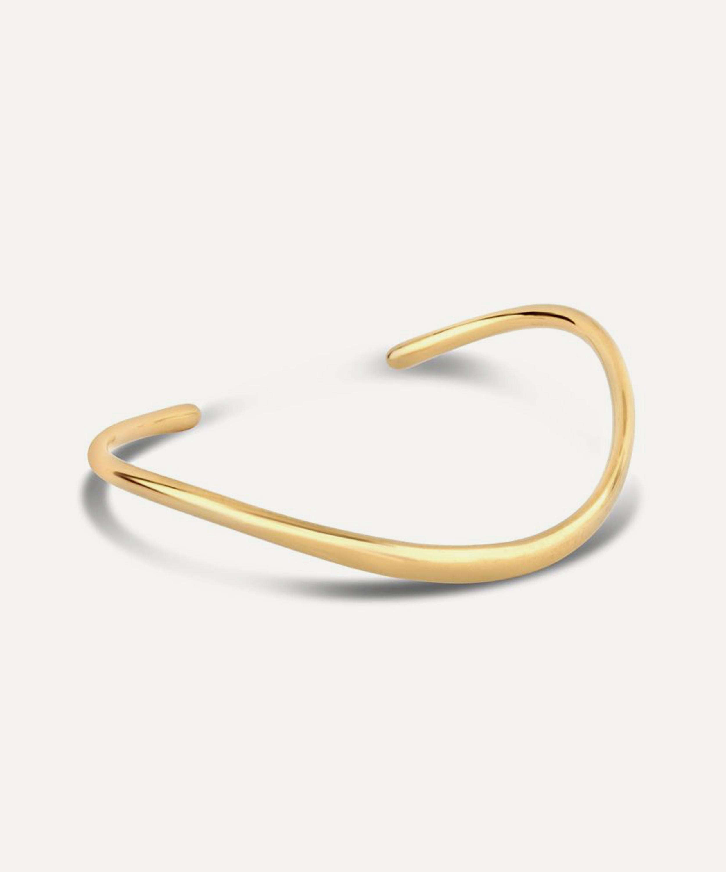 Dinny Hall - 22ct Gold-Plated Vermeil Silver Wave Lab-Created Diamond Cuff Bracelet image number 2