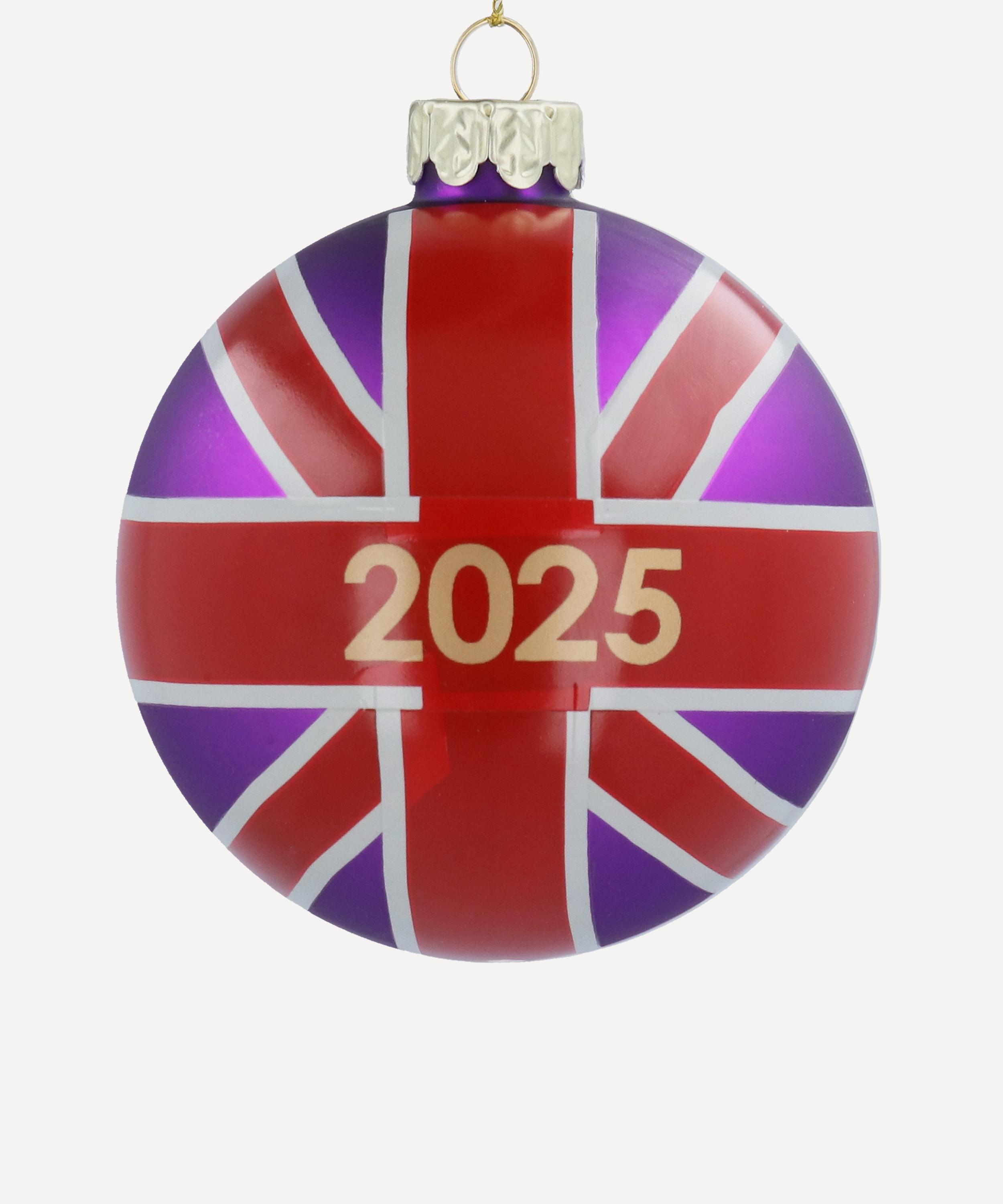 Christmas - Purple Union Jack 2025 Glass Bauble