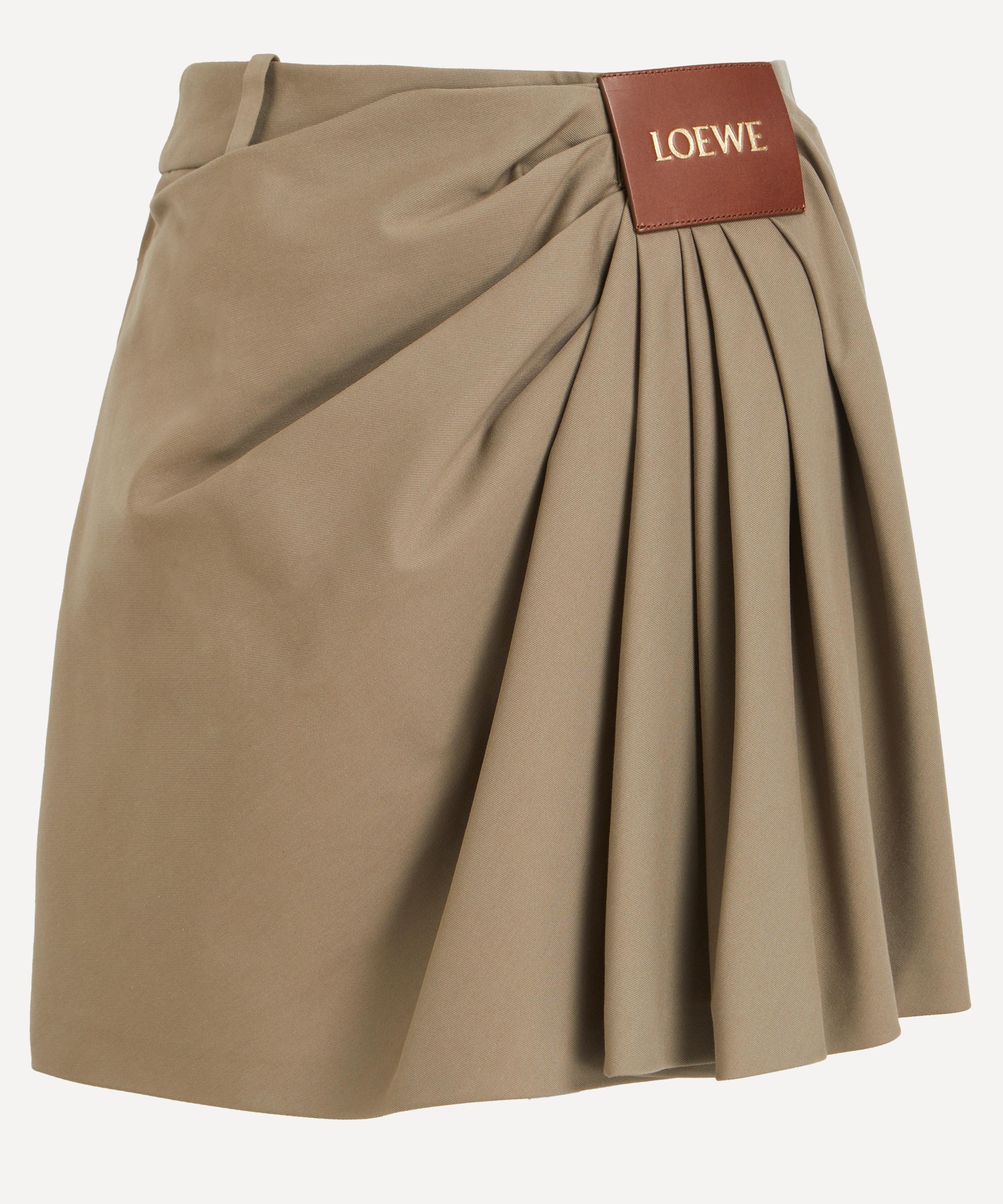 Loewe - Khaki Draped Cotton-Silk Skirt image number 0