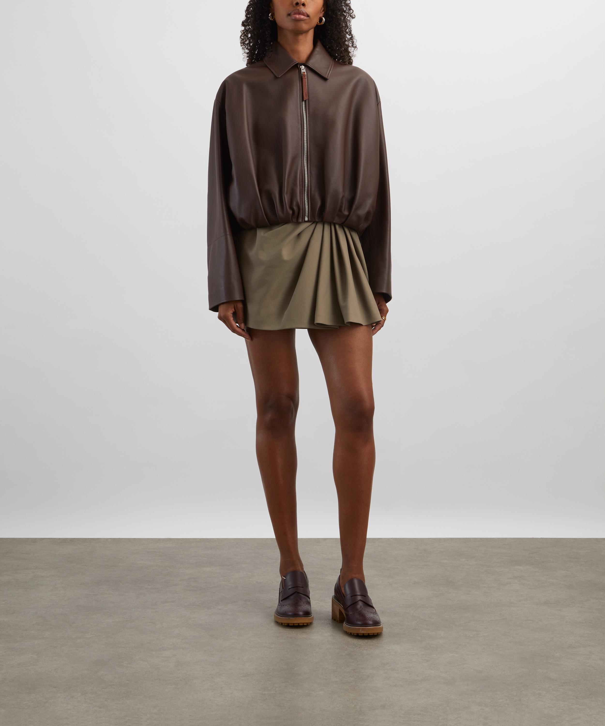 Loewe - Khaki Draped Cotton-Silk Skirt image number 1