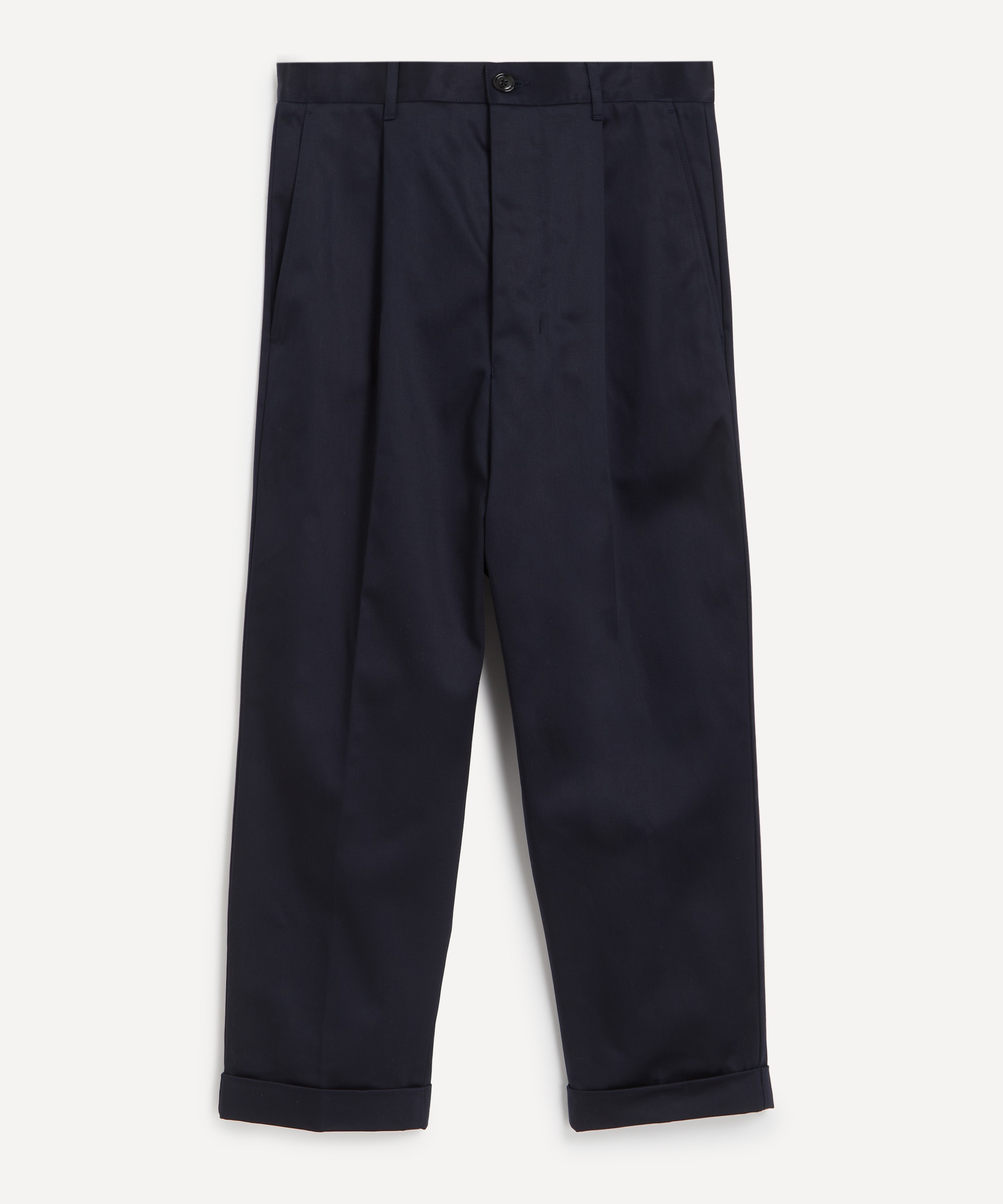 Ami - Navy Cotton Carrot Oversized Trousers image number 0