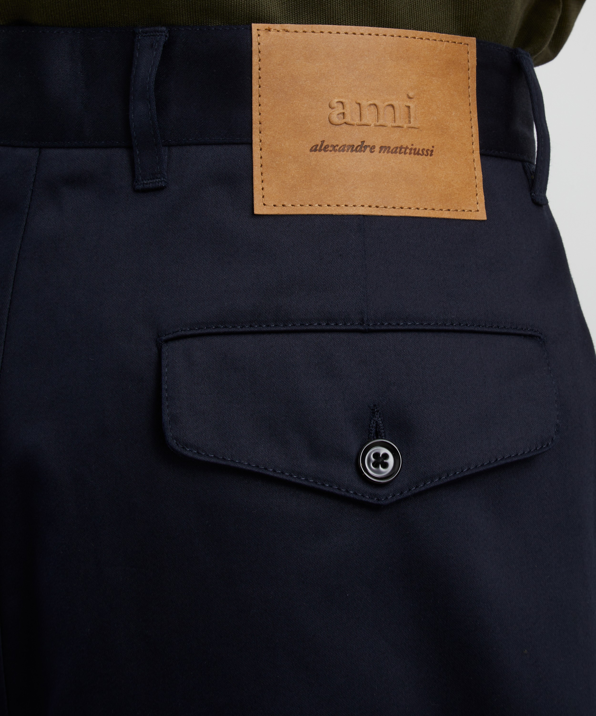 Ami - Navy Cotton Carrot Oversized Trousers image number 4