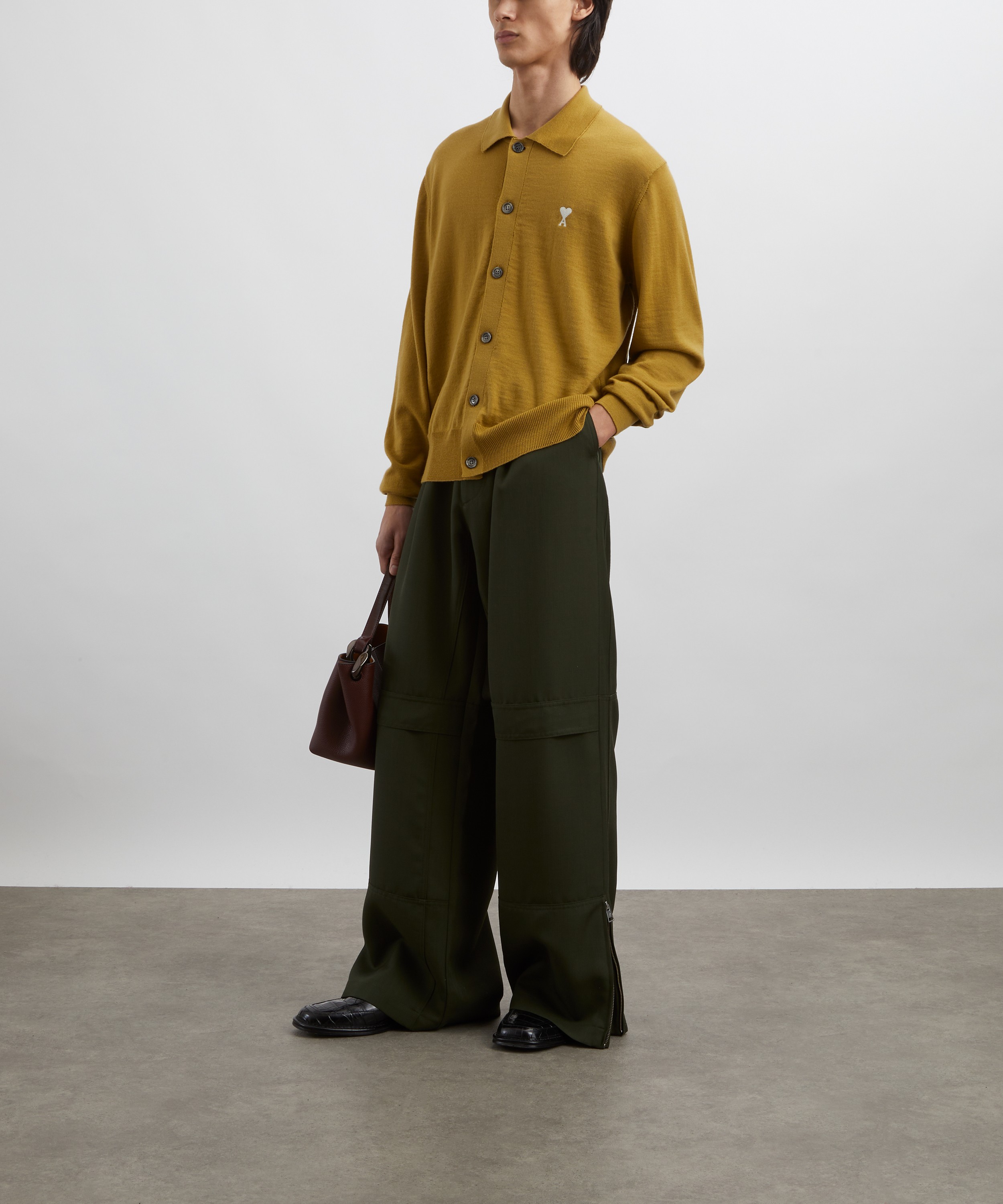 Ami - Green Wool Cargo Trousers image number 1