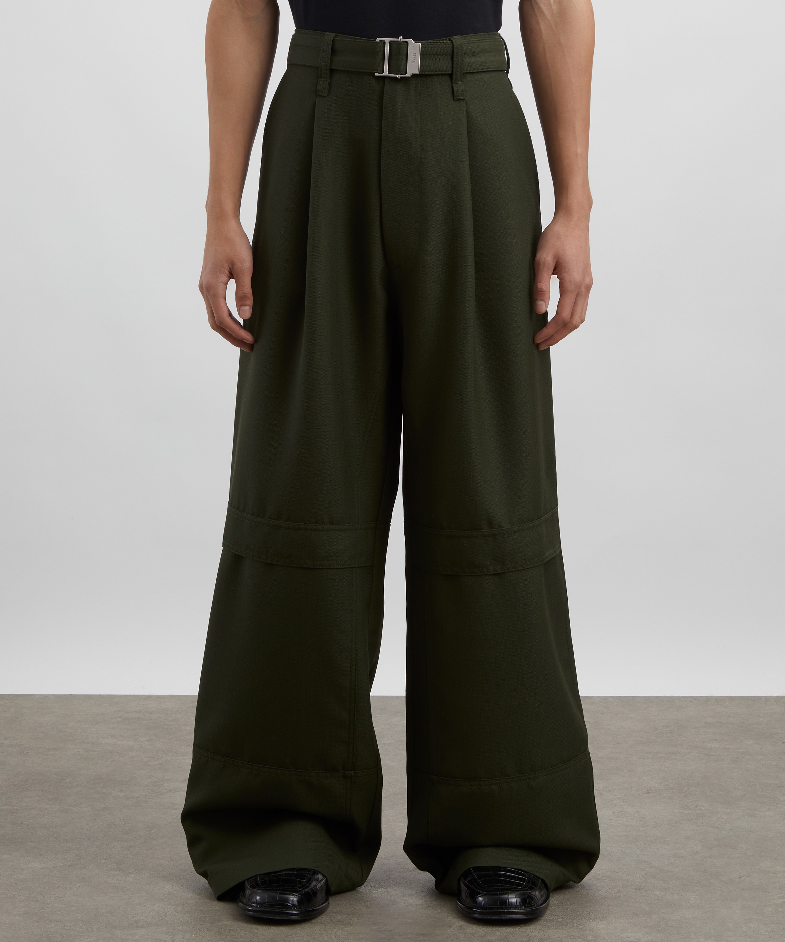 Ami - Green Wool Cargo Trousers image number 2