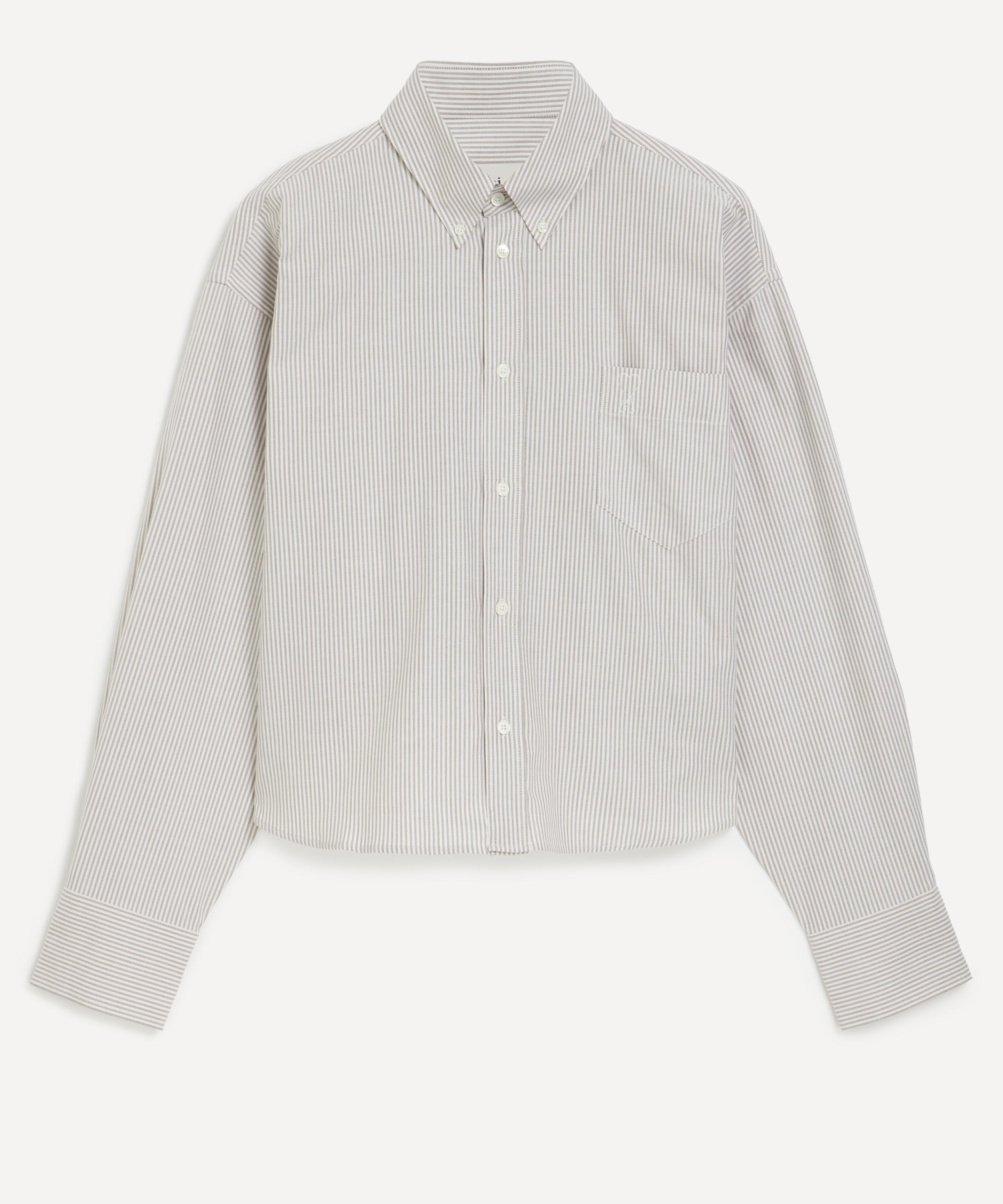 Ami - Cropped Oxford Cotton Striped Shirt image number 0