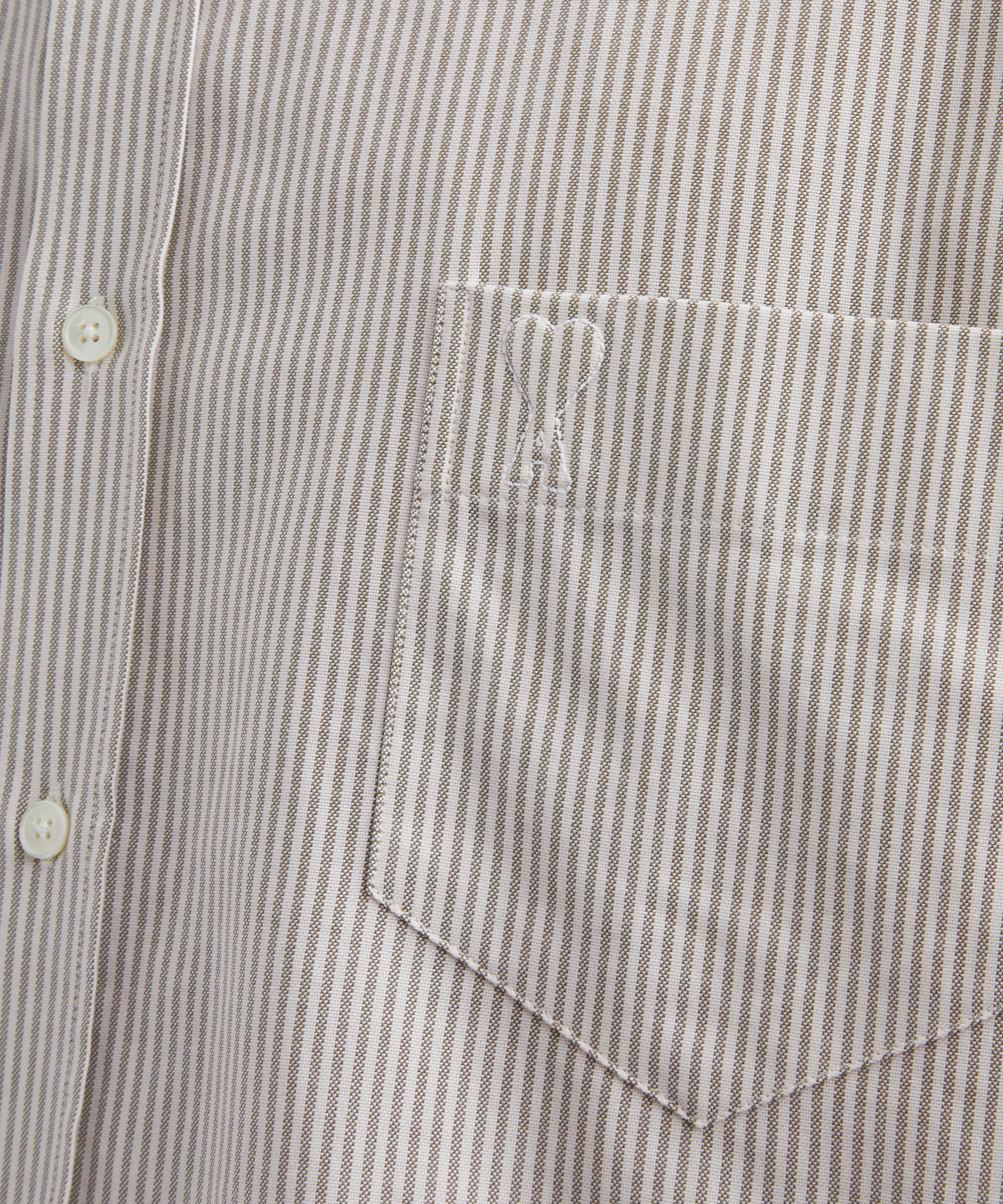 Ami - Cropped Oxford Cotton Striped Shirt image number 4