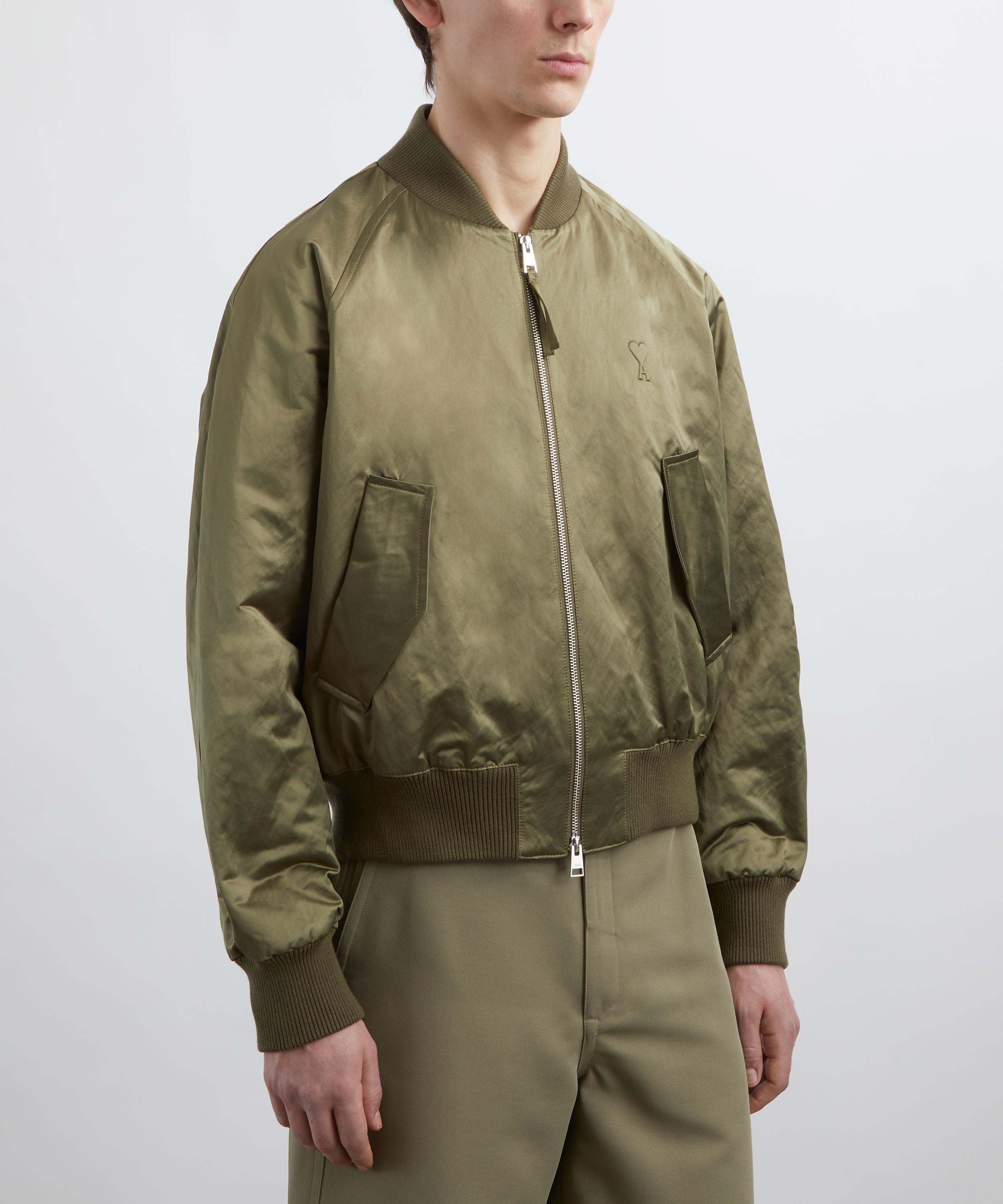 Ami - Green Cotton Satin Ami De Coeur Bomber Jacket image number 2