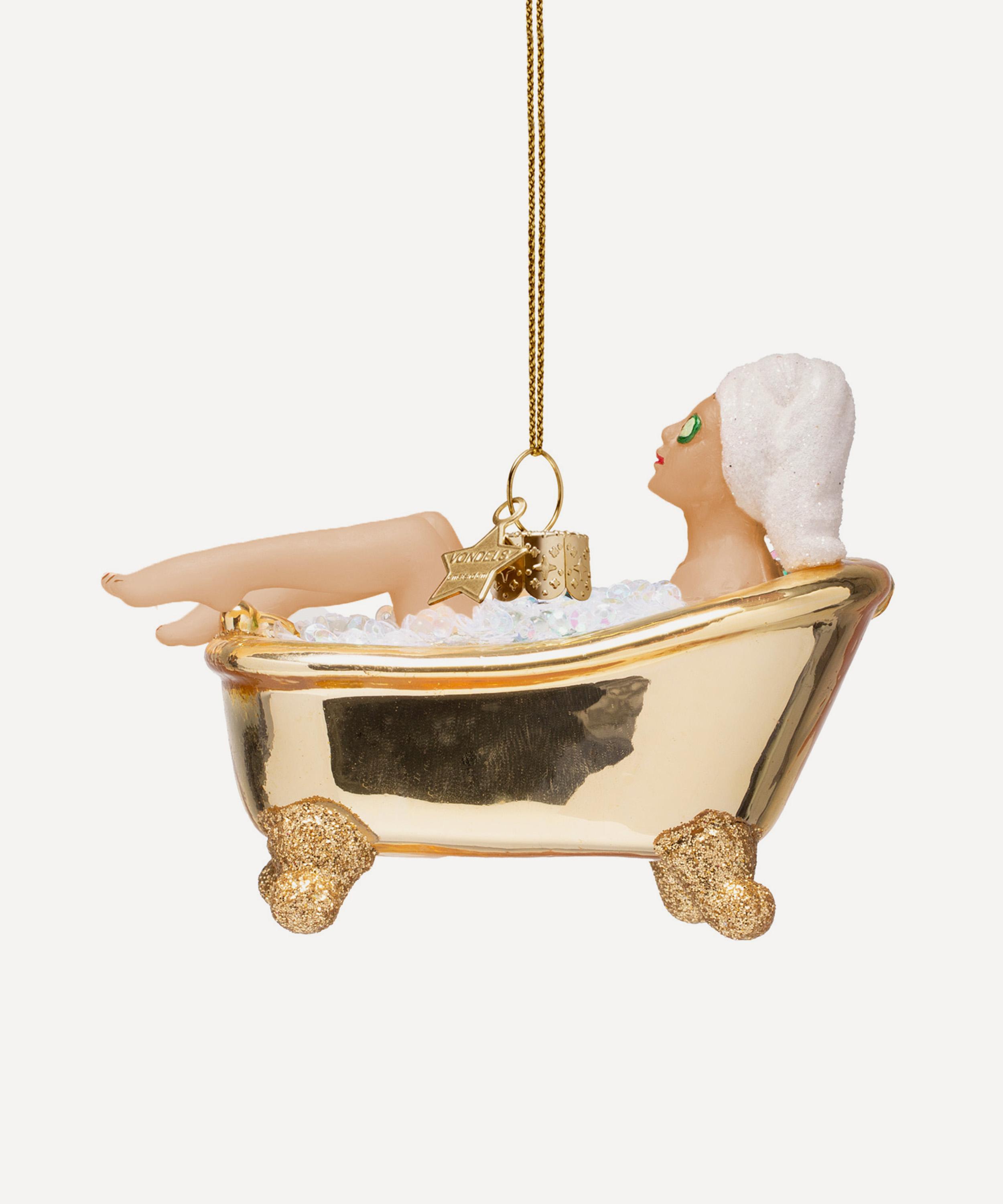Christmas - Woman in Shiny Gold Bath Glass Ornament image number 0