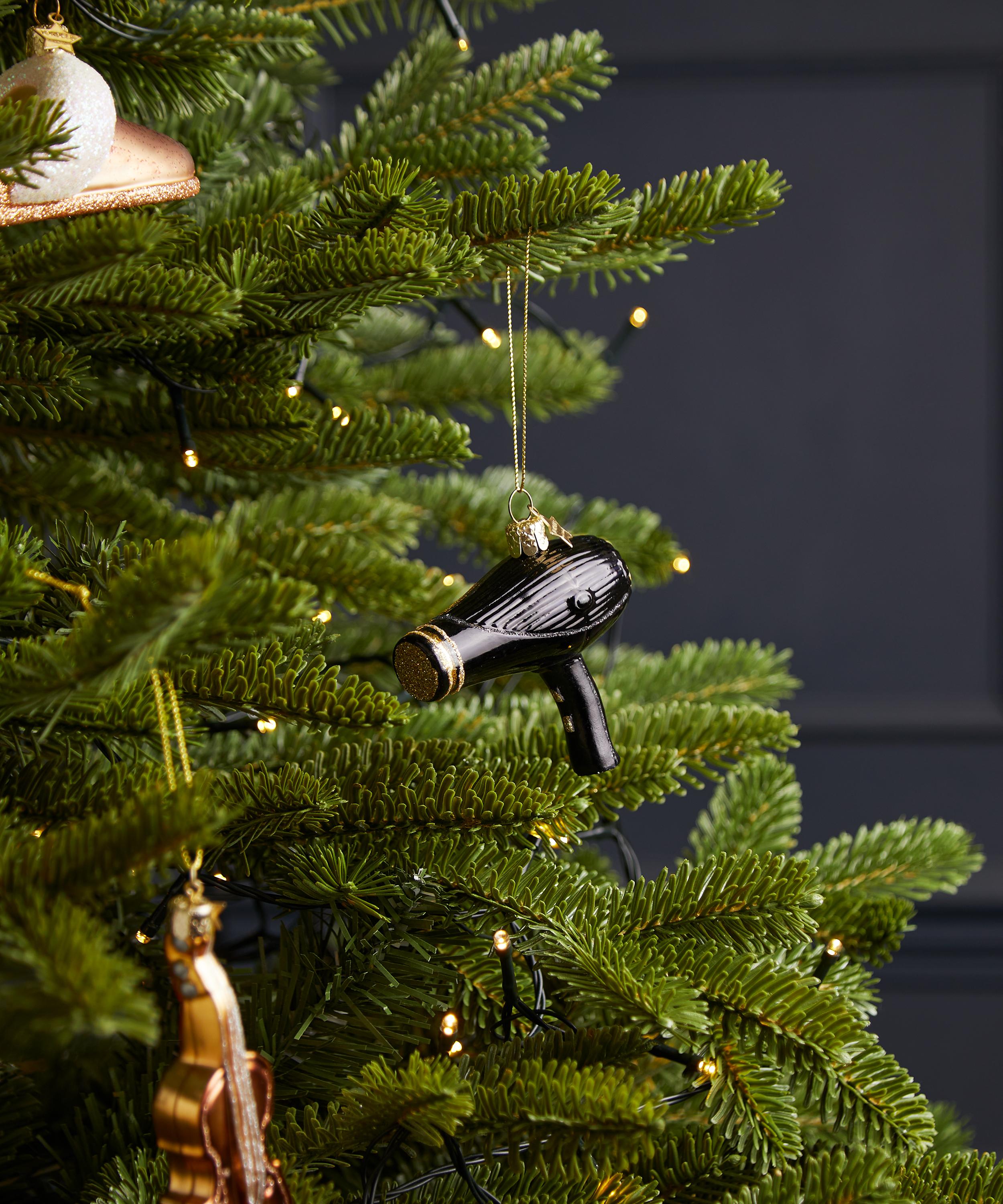 Christmas - Black Hair Dryer Glass Ornament image number 1