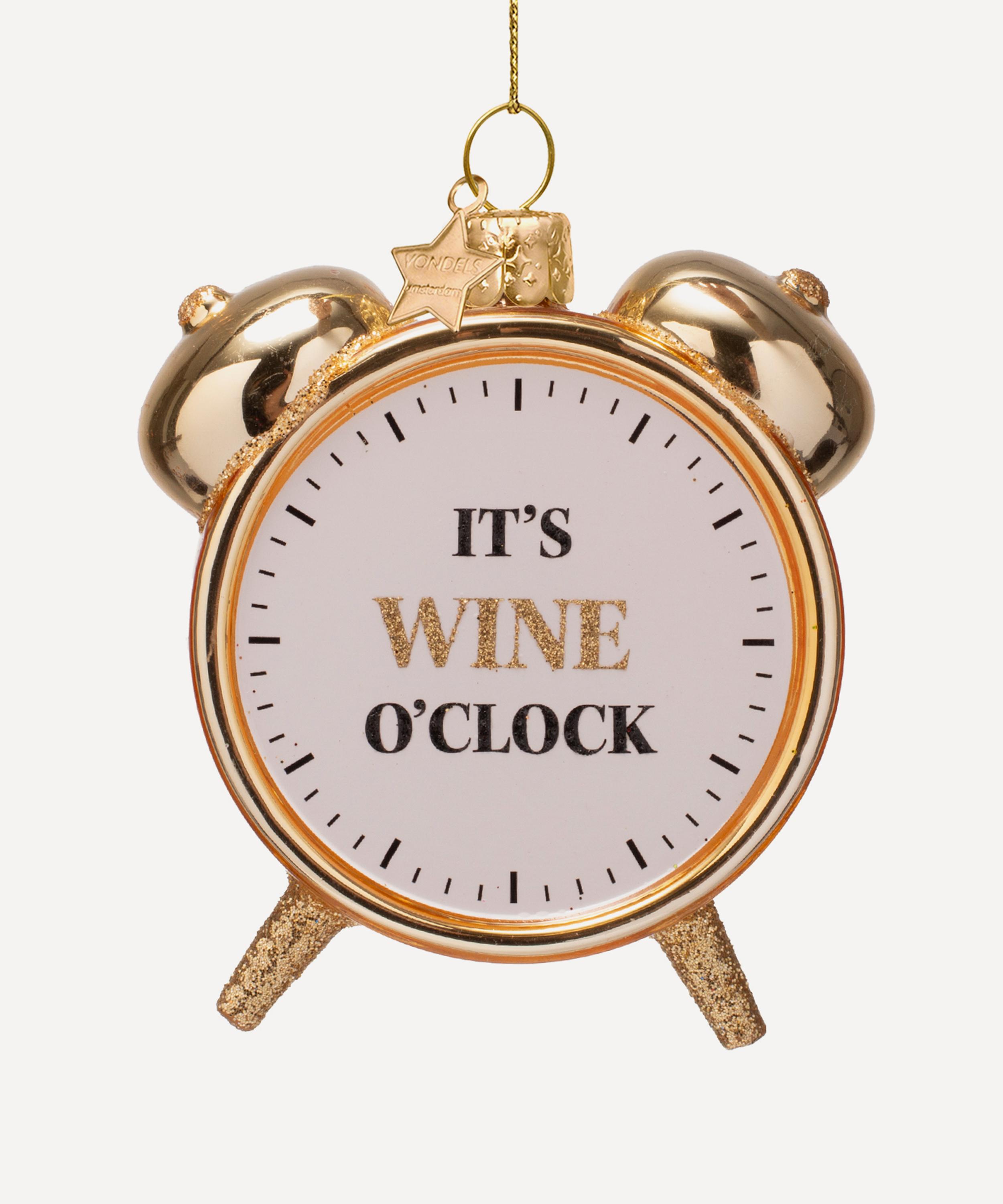 Christmas - It’s Wine O’Clock Alarm Clock Glass Ornament image number 0