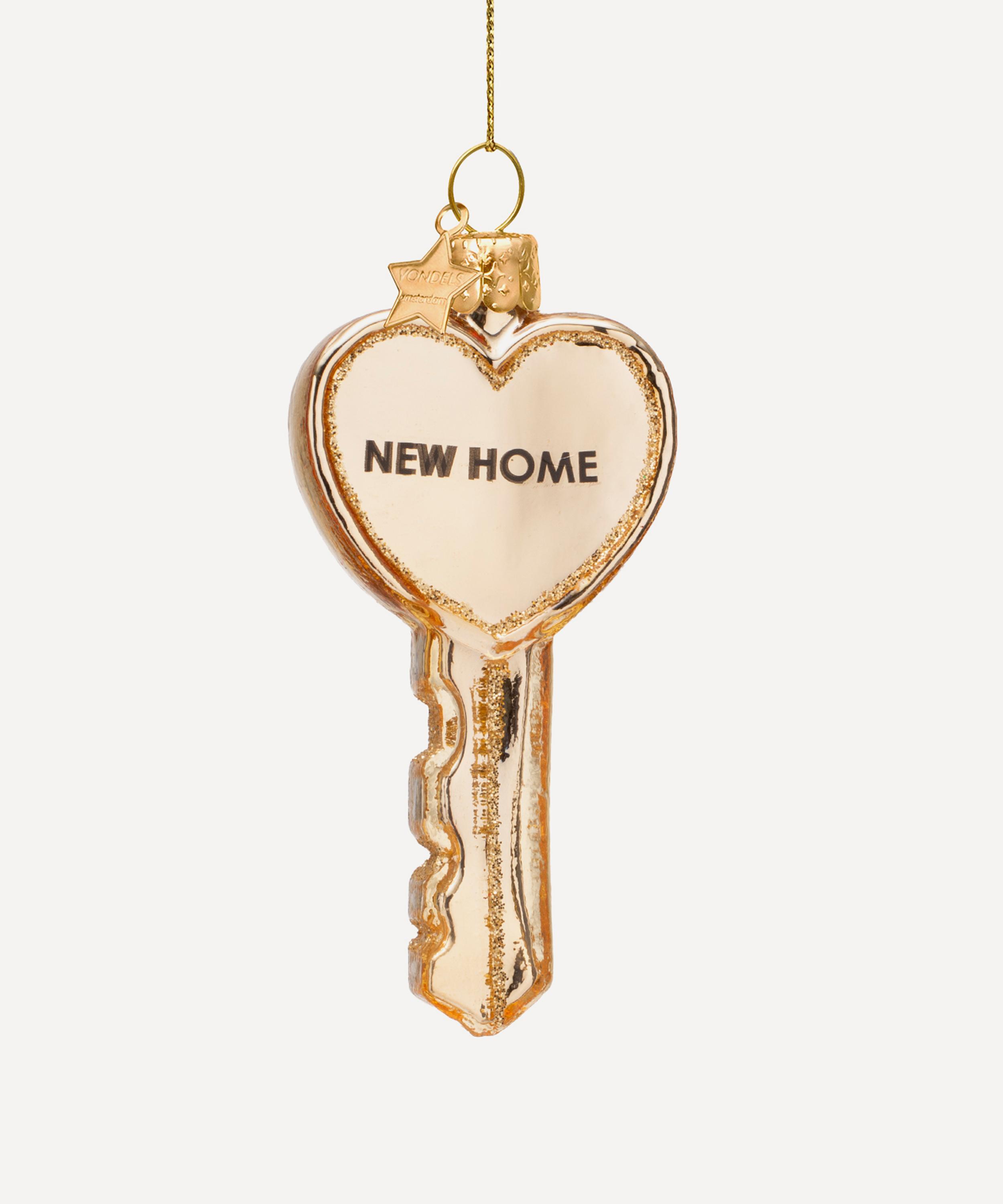 Christmas - Gold New Home Glass Key Ornament image number 0