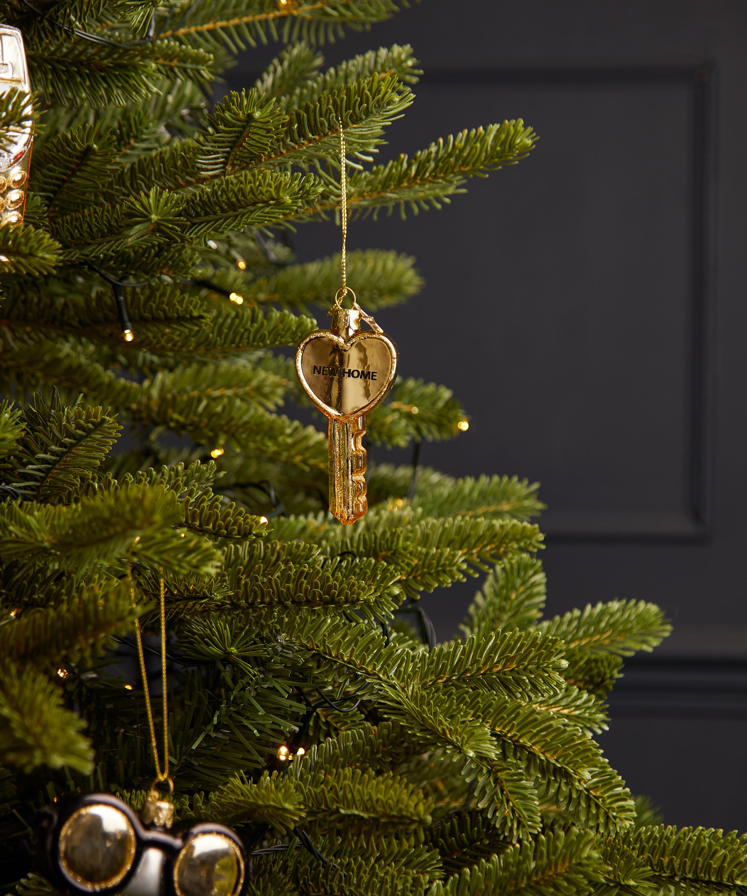 Christmas - Gold New Home Glass Key Ornament image number 1