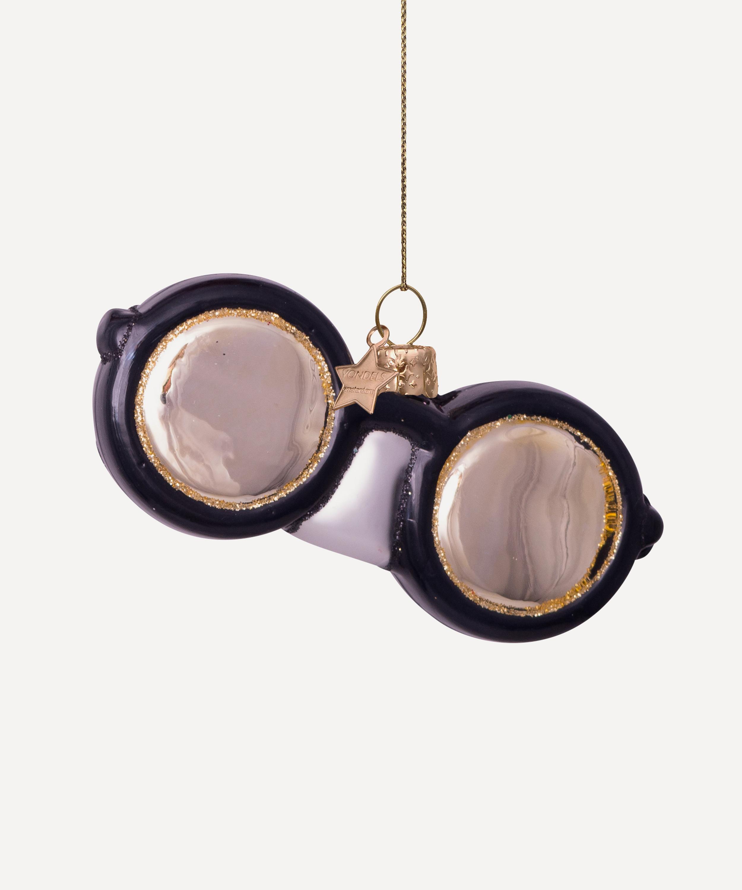 Christmas - Black Round Glasses Glass Ornament image number 0