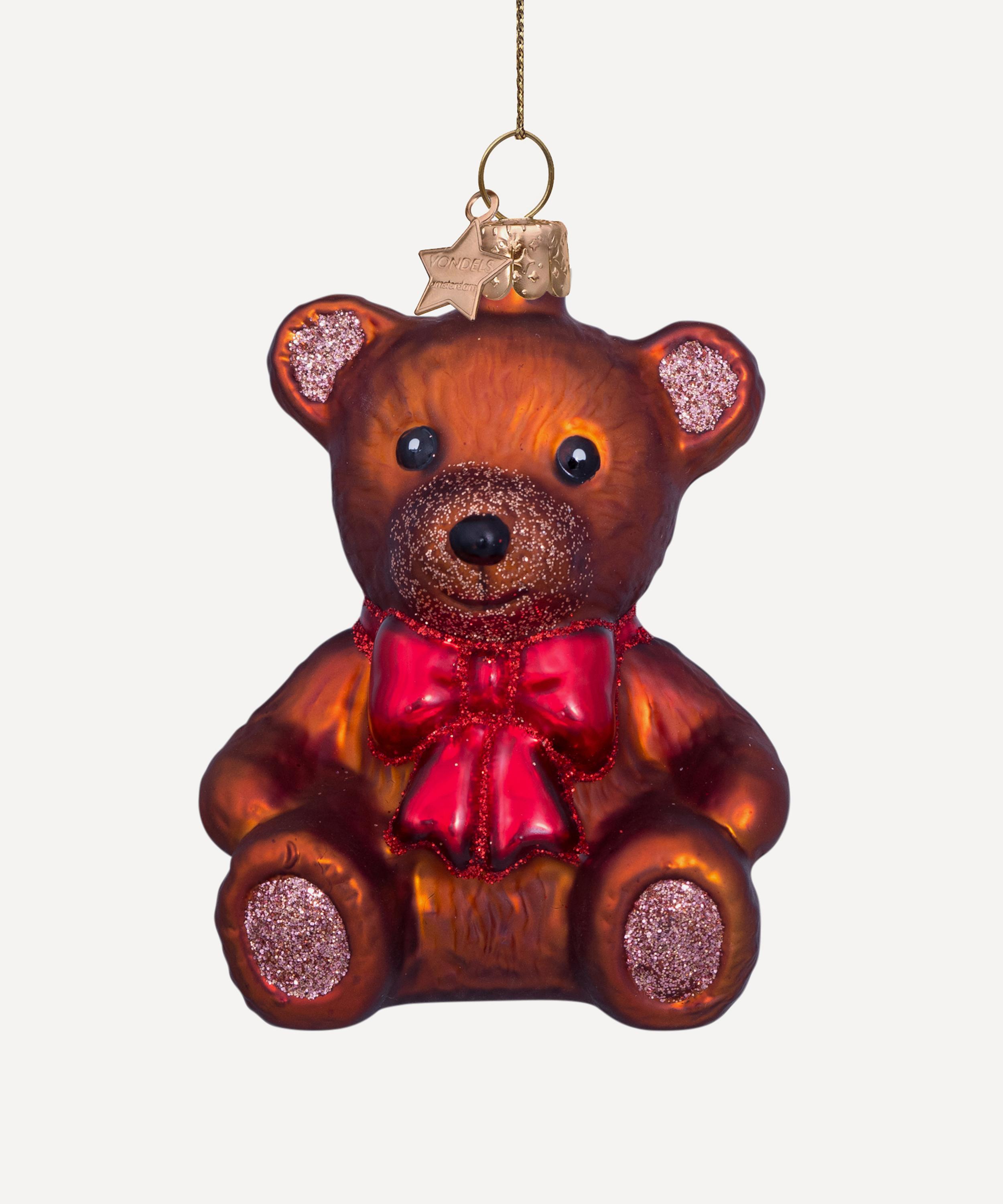 Christmas - Teddy Bear with Bow Glass Ornament image number 0