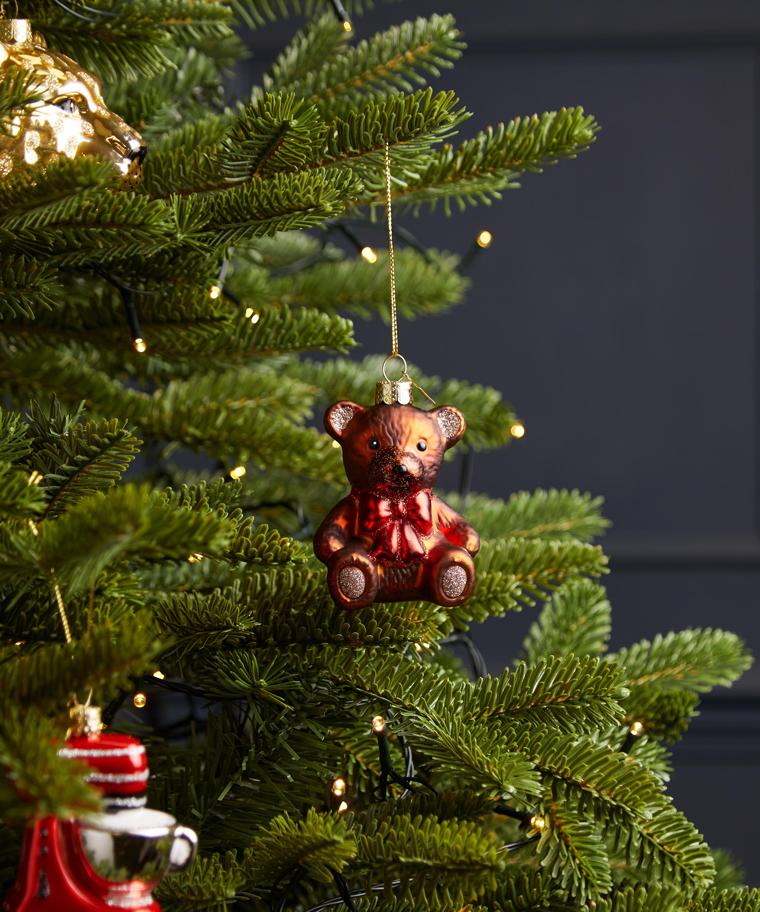 Christmas - Teddy Bear with Bow Glass Ornament image number 1