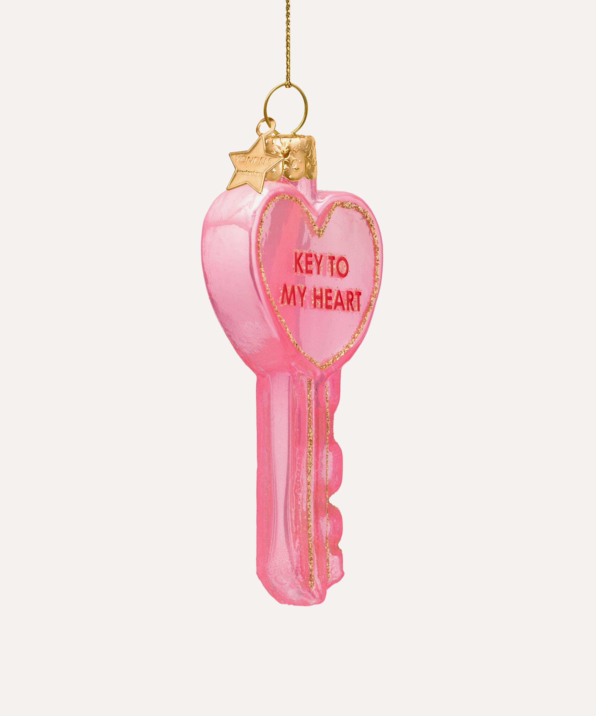 Christmas - Pink Key to My Heart Glass Ornament image number 2
