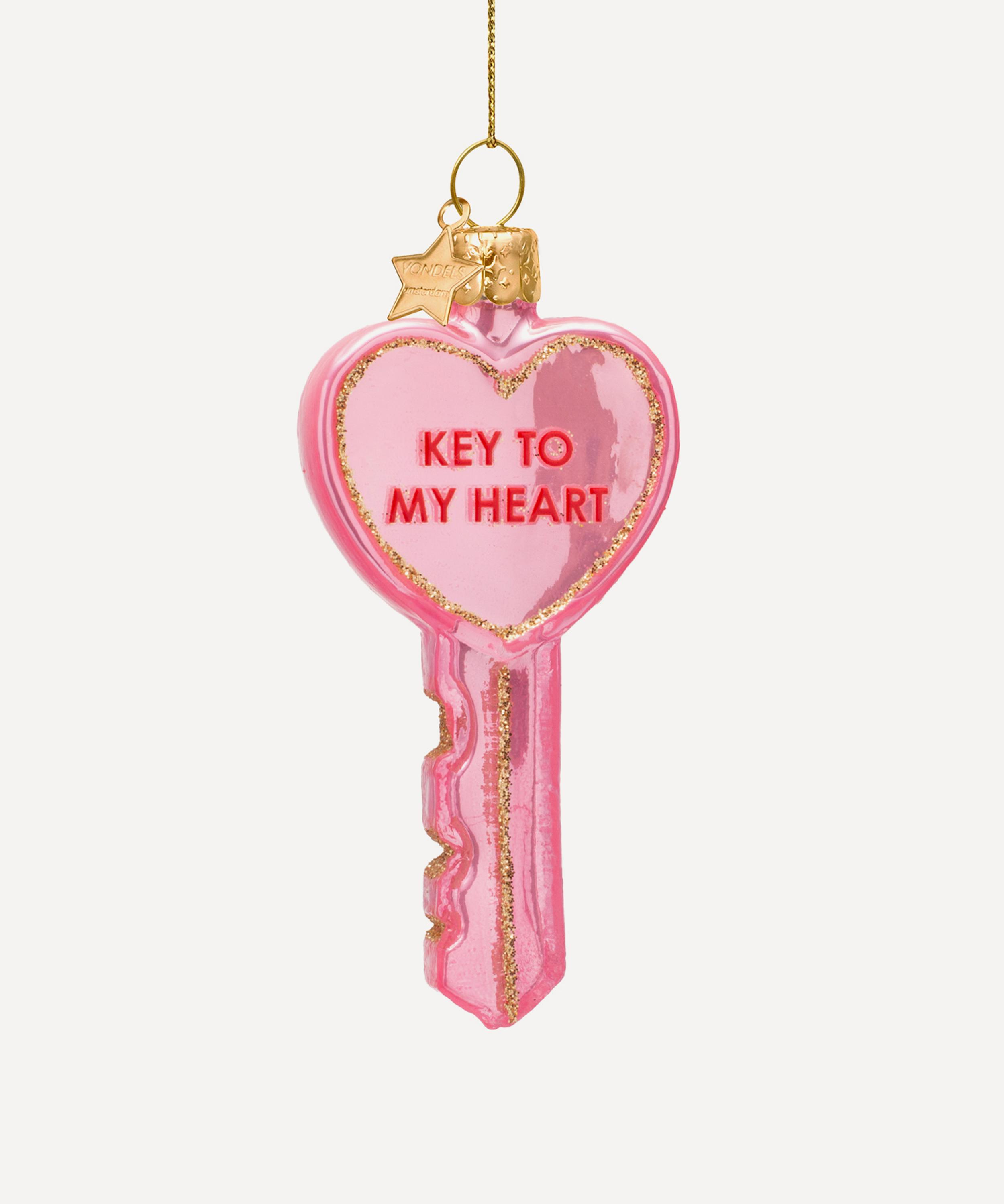 Christmas - Pink Key to My Heart Glass Ornament image number 3
