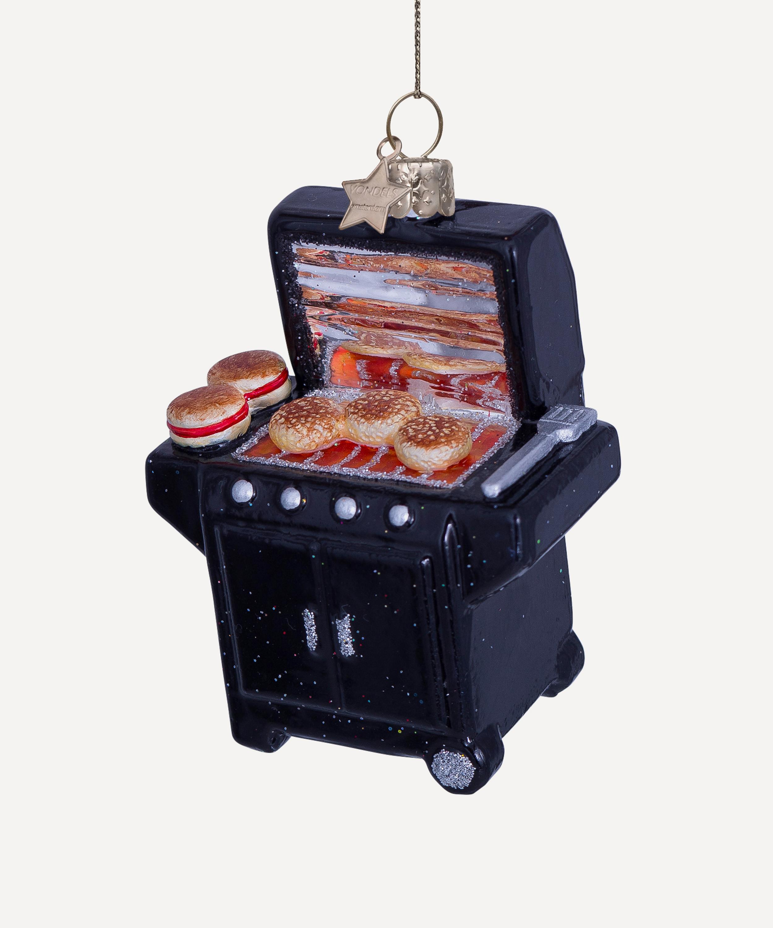 Christmas - Black Modern Barbecue Glass Ornament image number 0