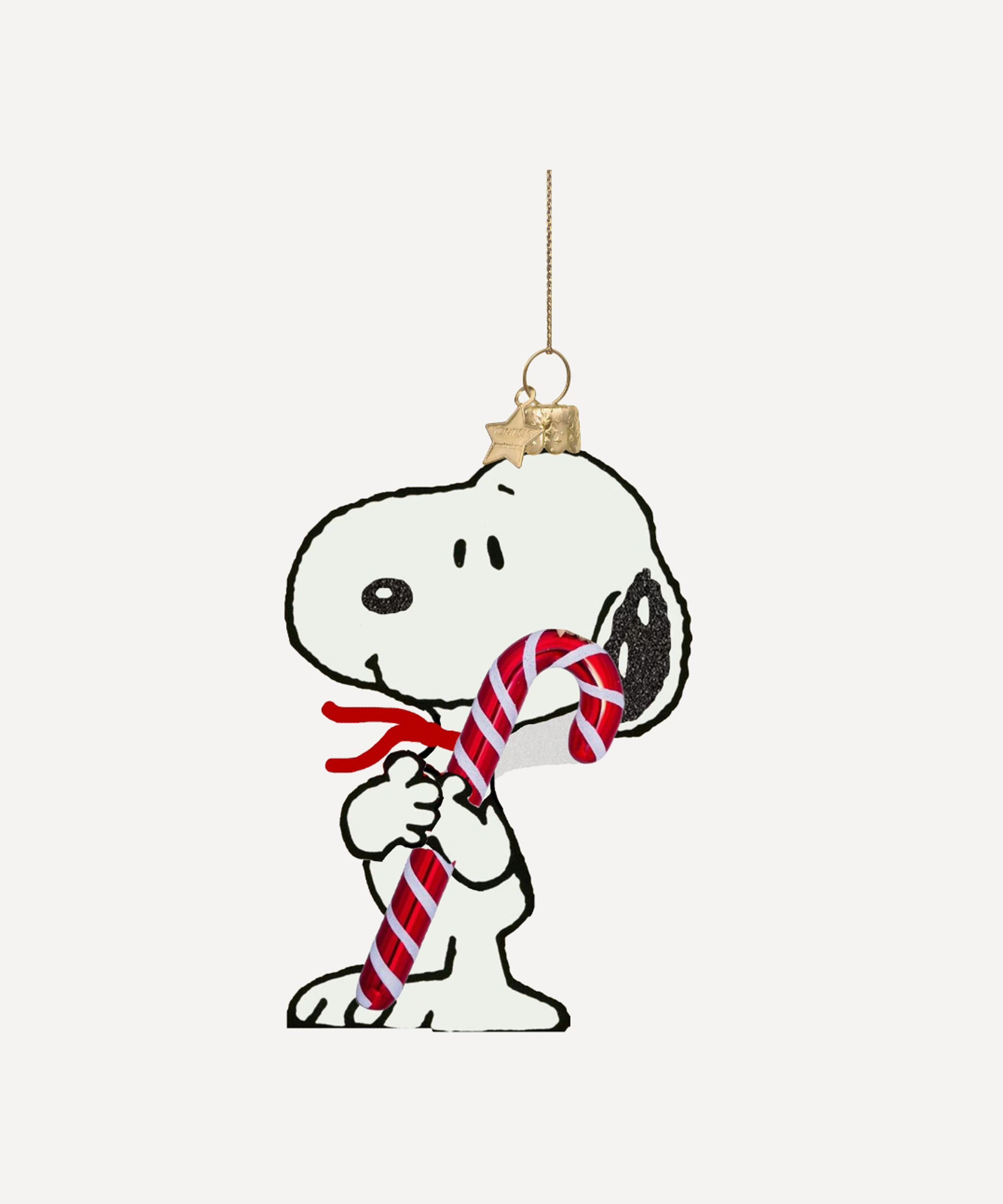 Christmas - Snoopy with Christmas Candy Cane Glass Ornament image number 0