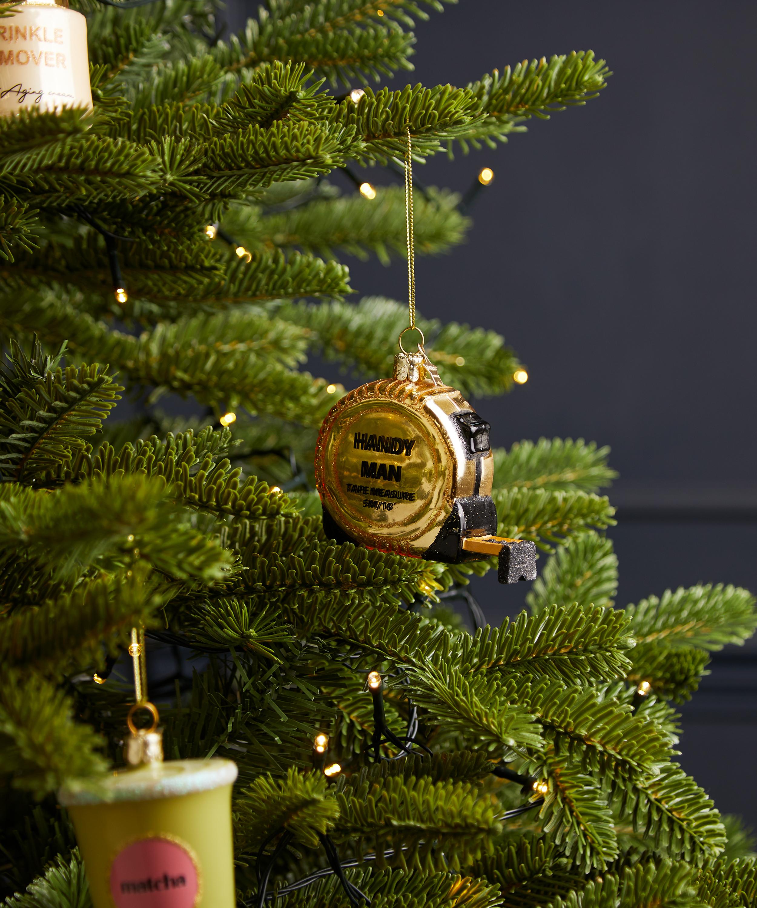 Christmas - Gold Tape Measure Glass Ornament image number 1