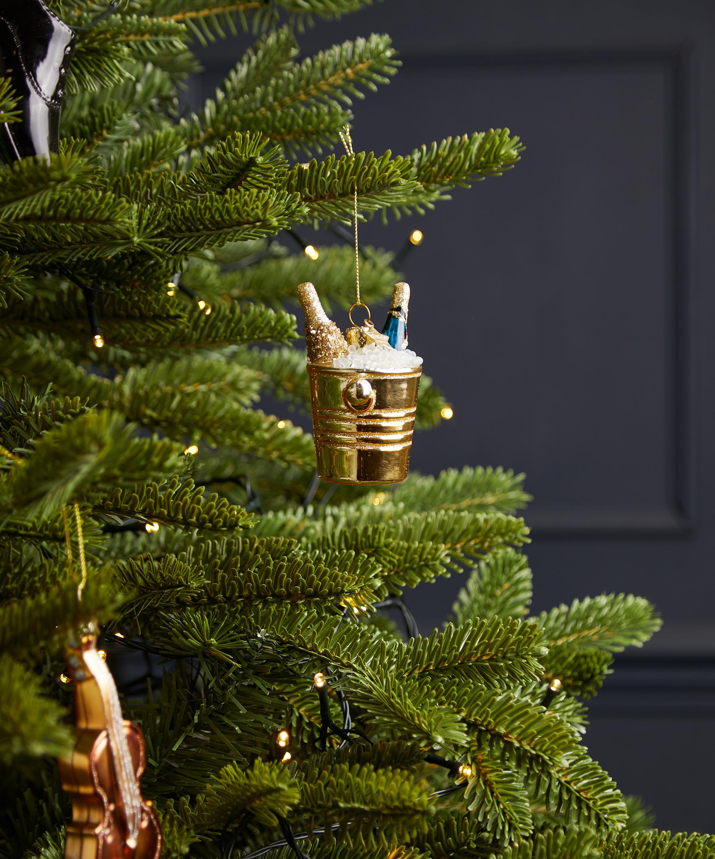 Christmas - Bottles of Champagne in Ice Bucket Glass Ornament image number 1