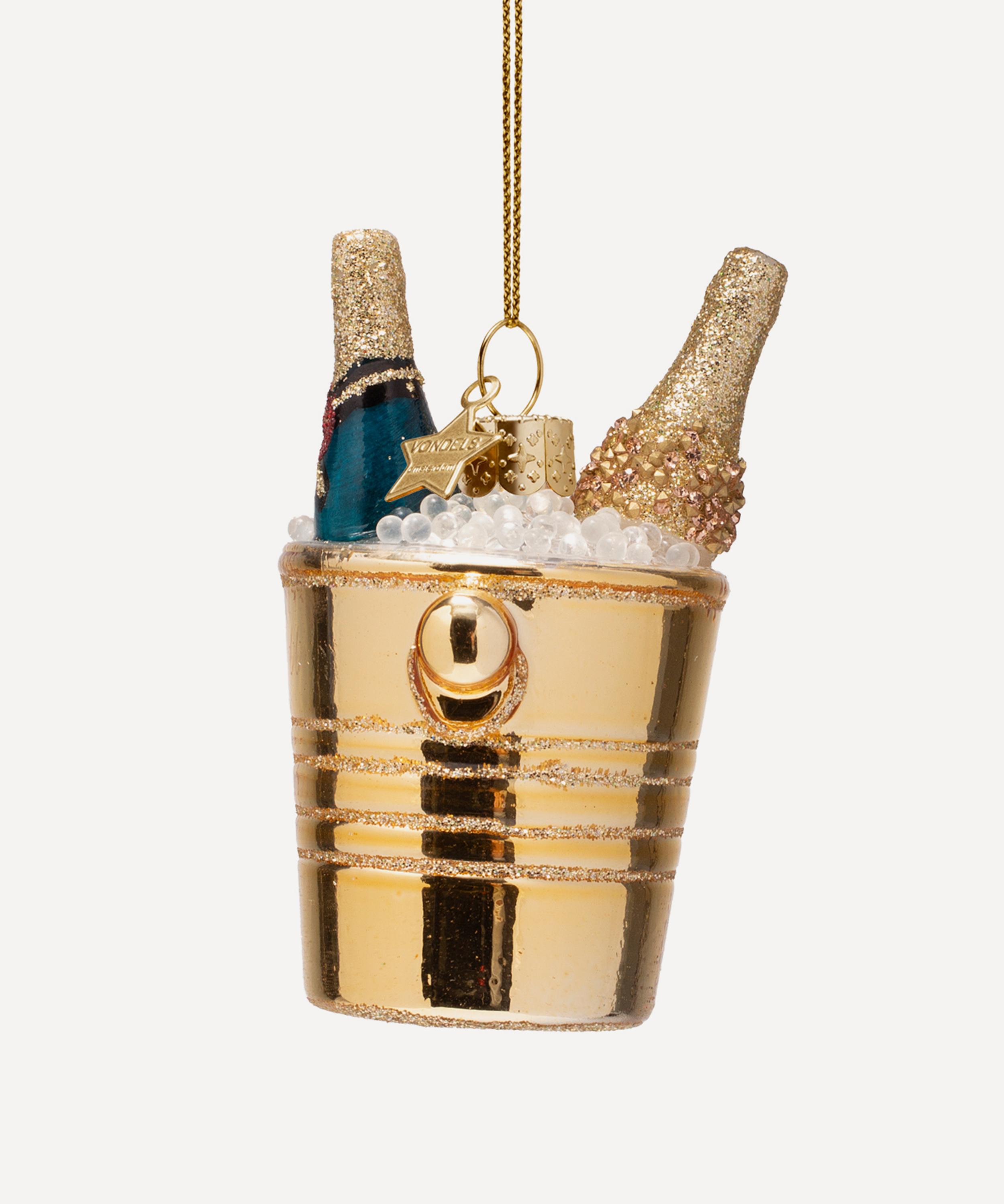 Christmas - Bottles of Champagne in Ice Bucket Glass Ornament image number 2