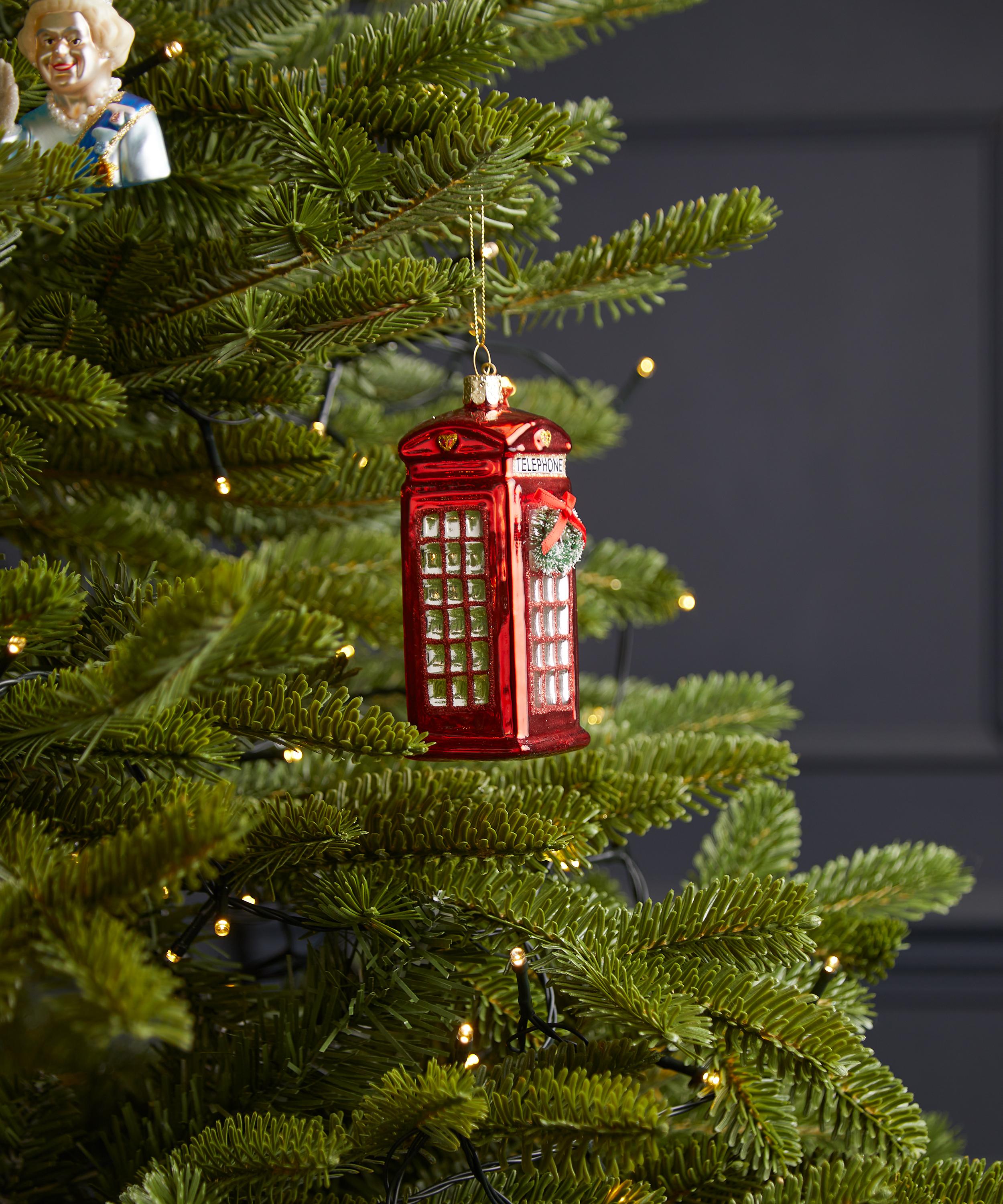 Christmas - Red Phone Box Glass Ornament image number 0