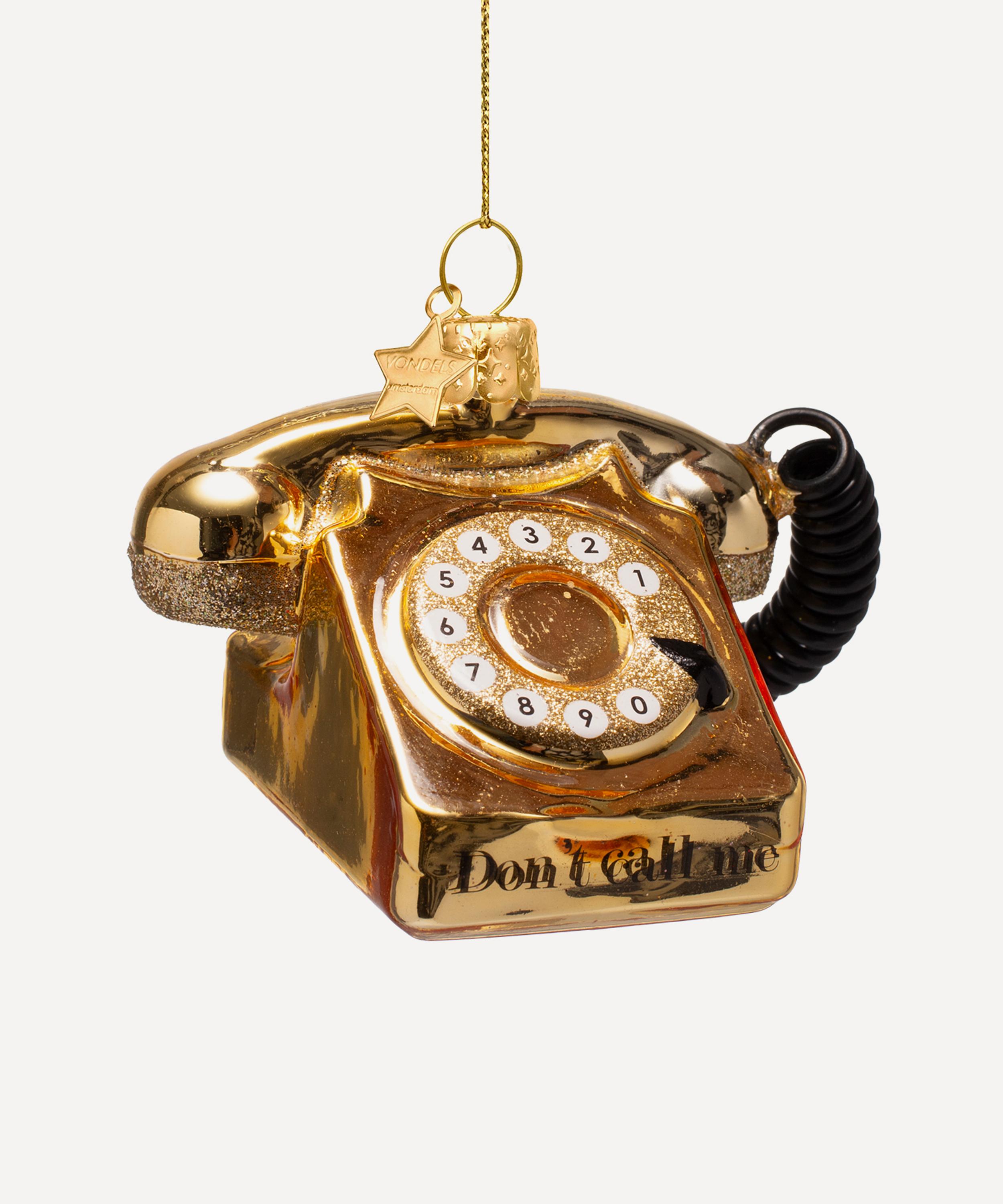 Christmas - Gold Vintage Telephone Glass Ornament image number 2