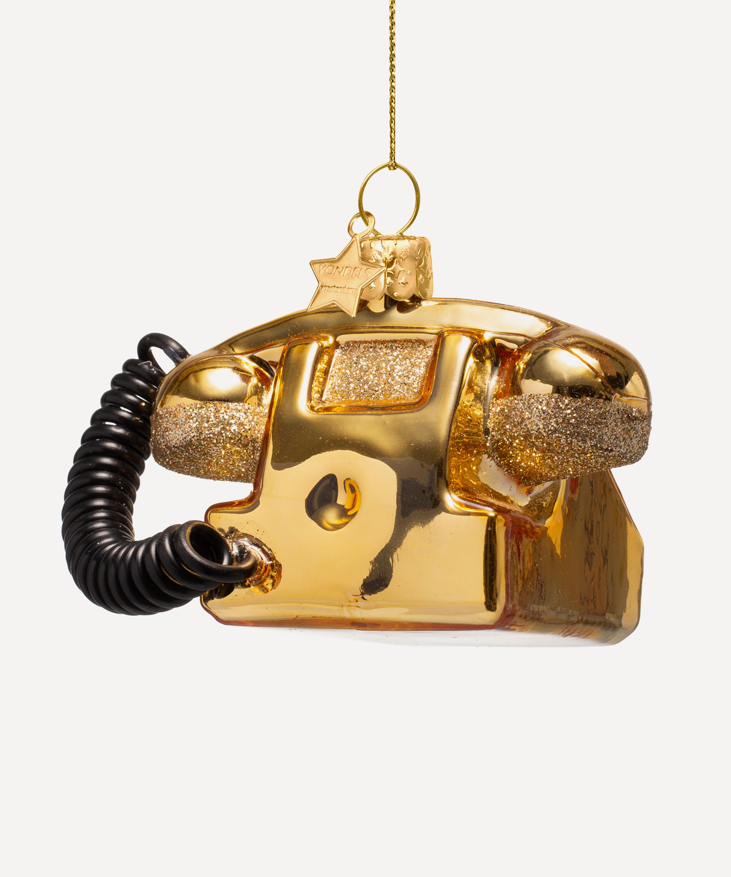 Christmas - Gold Vintage Telephone Glass Ornament image number 3
