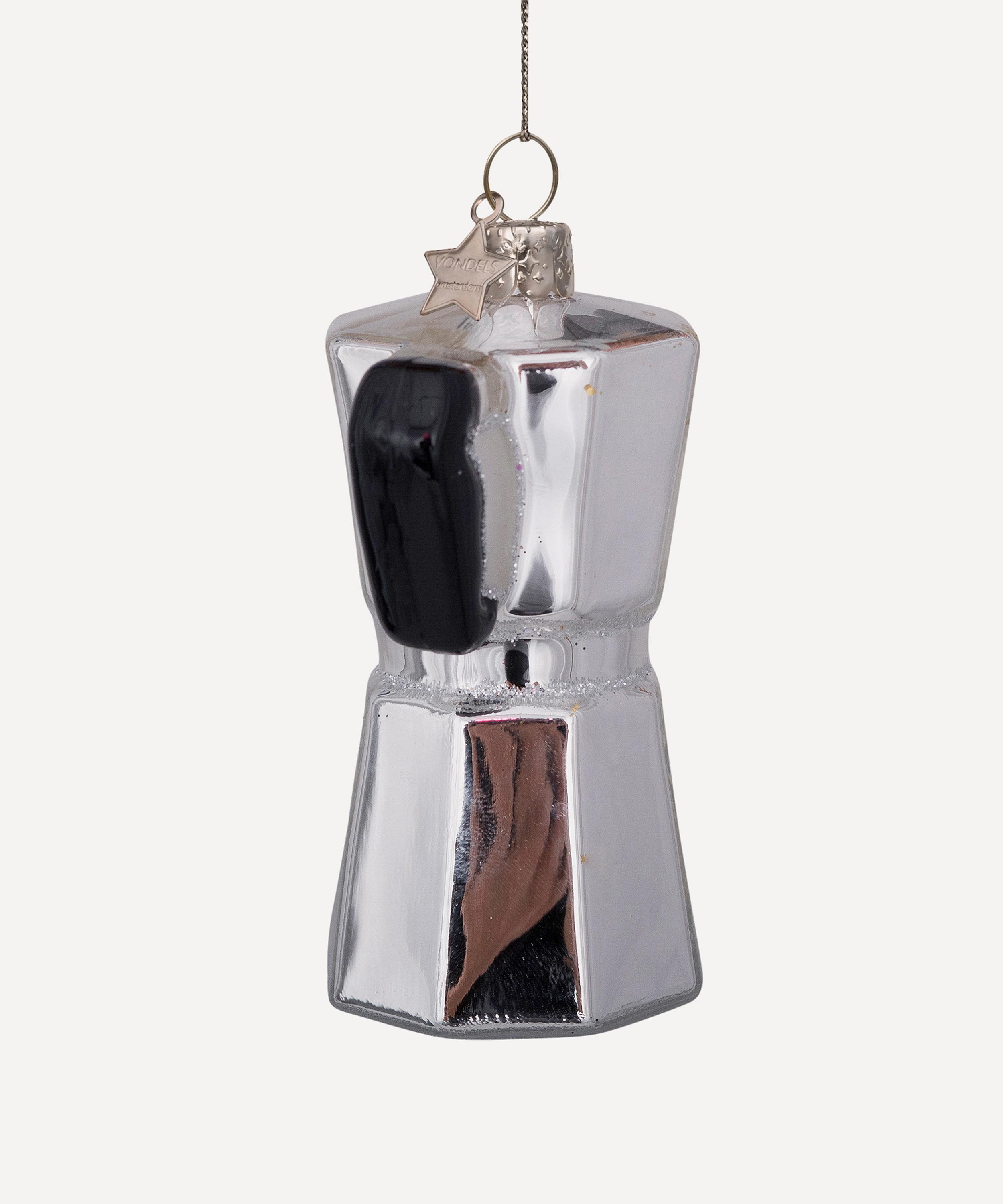 Christmas - Silver Classic Italian Coffee Maker Glass Ornament image number 3